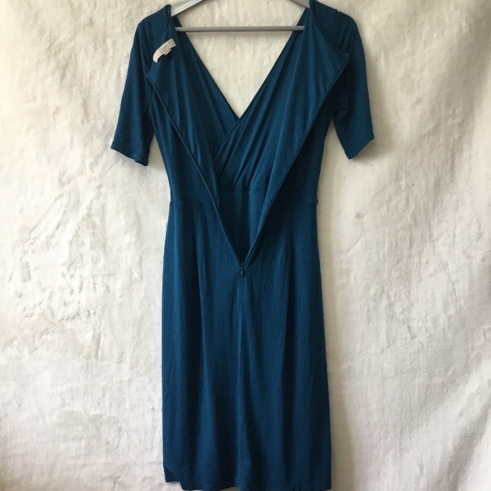 Loft LOFT Teal Wrap-Style Midi Dress Size S / US 4 / IT 40 - 8 Thumbnail