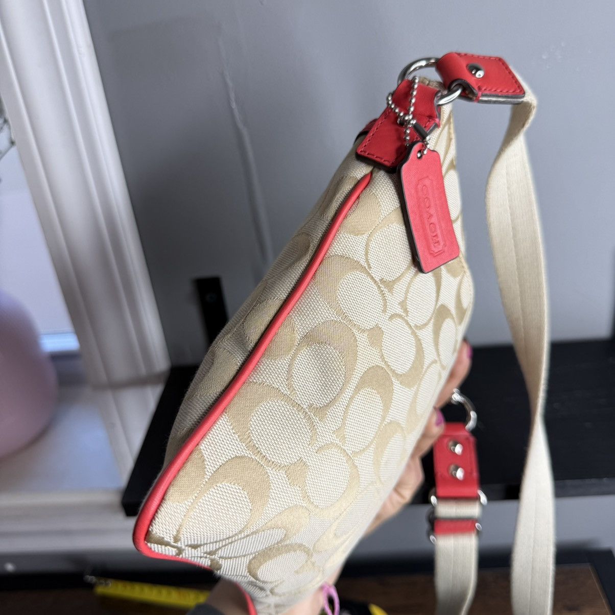 Coach Coach Khaki Signature Canvas Crossbody with Red Leather Trim Size ONE SIZE - 3 Thumbnail