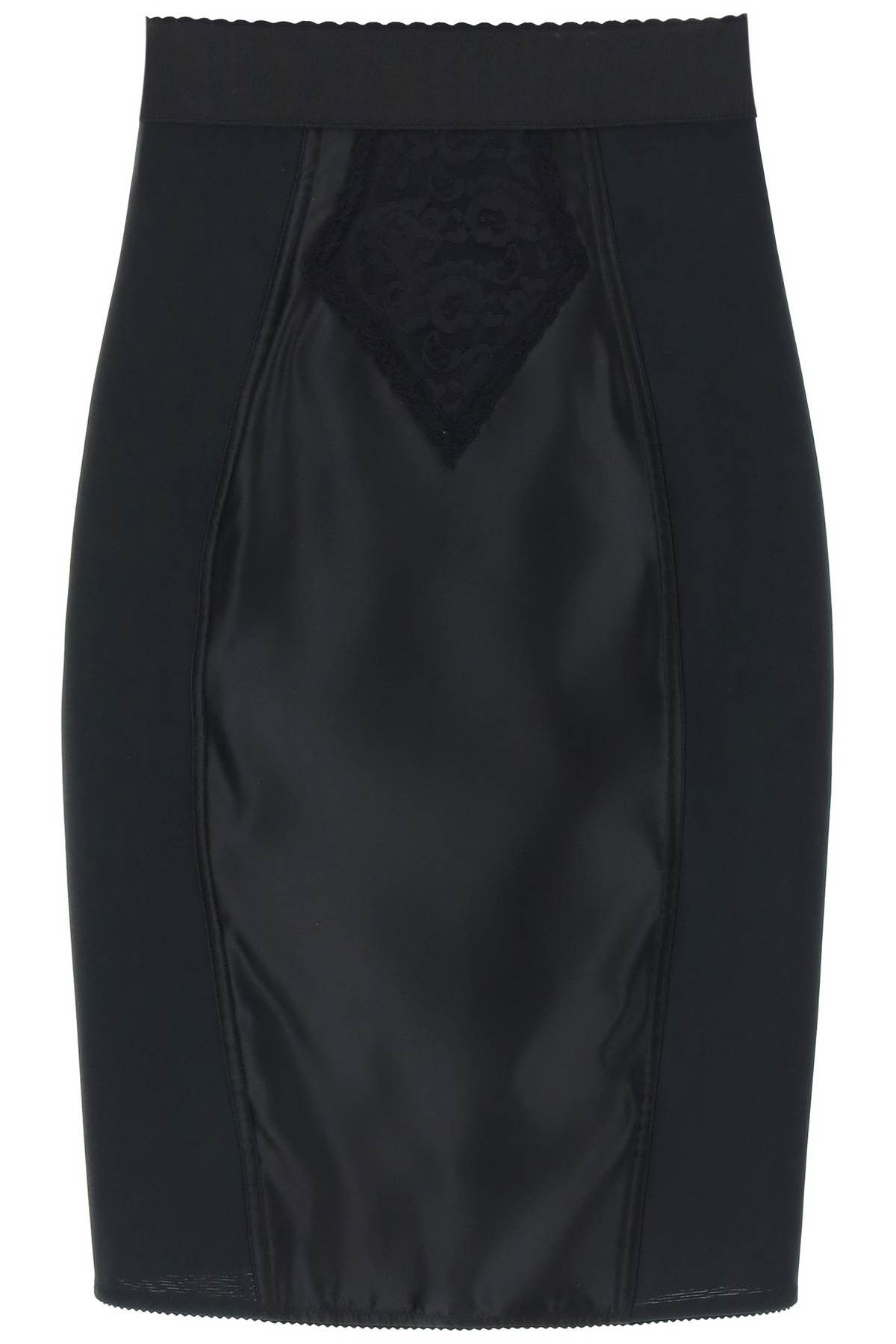image of Dolce Gabbana "mini Satin And Powernet Skirt" in Nero, Women's (Size 27)