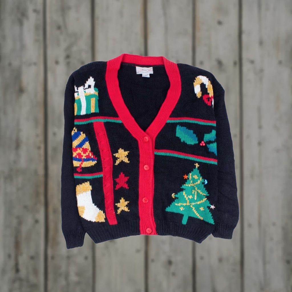 Vintage VINTAGE Spice of Life Cardigan Shirt Black 55164 Small Ramie Cotton Womens Mens XL 42” 23” Christmas Trees Size S / US 4 / IT 40 - 1 Thumbnail