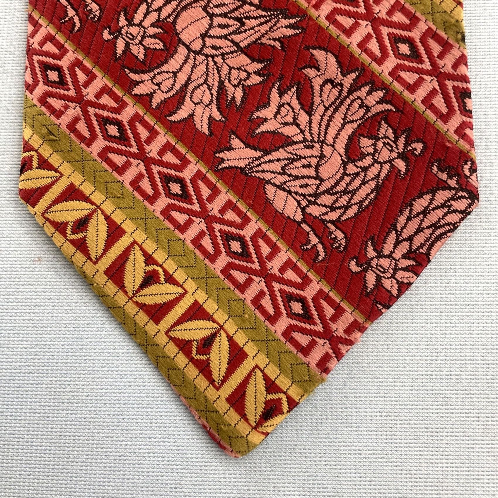 Vintage Vtg Wide Necktie 4.3x58" Kipper Tie Handmade Jacquard Rooster Rockabilly Woven Capsule Tie Size ONE SIZE - 2 Thumbnail