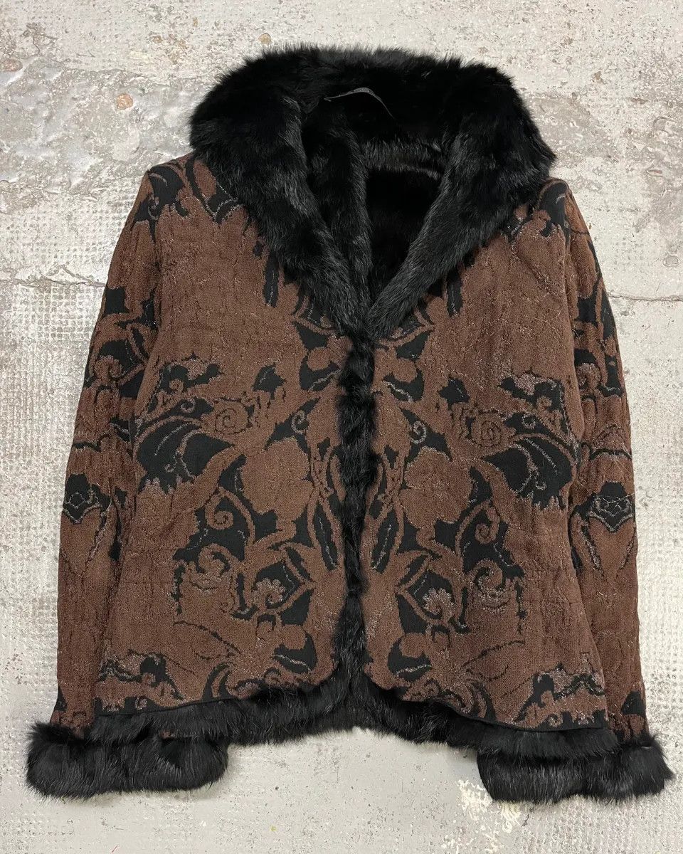 Roberto Cavalli 2000s Roberto Cavalli Reversible Black Fur Puffer & Ornament Brown Jacket Size S / US 4 / IT 40 - 7 Thumbnail