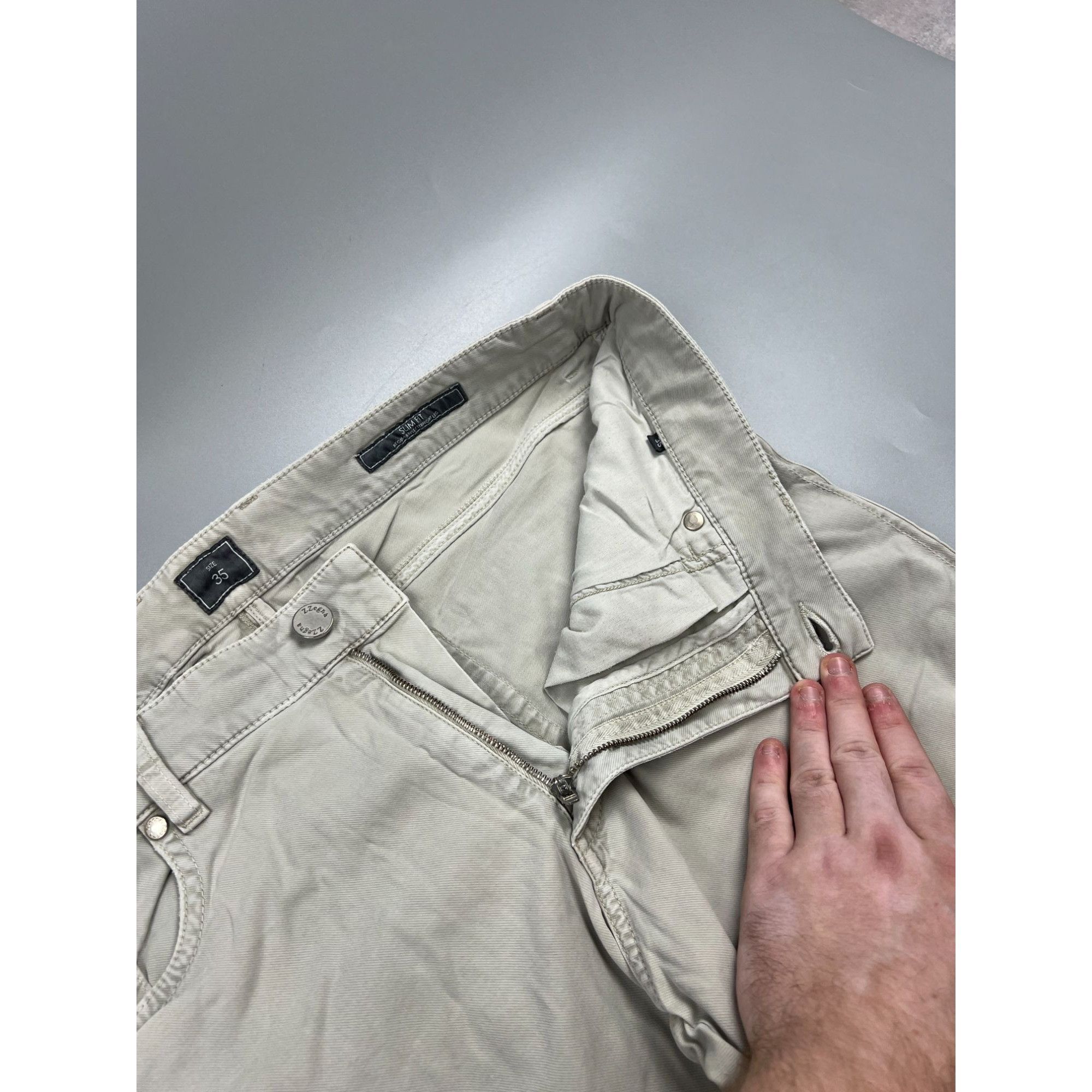 Z Zegna ZZegna Beige Cotton Pants (Y0948) Size US 35 - 7 Thumbnail