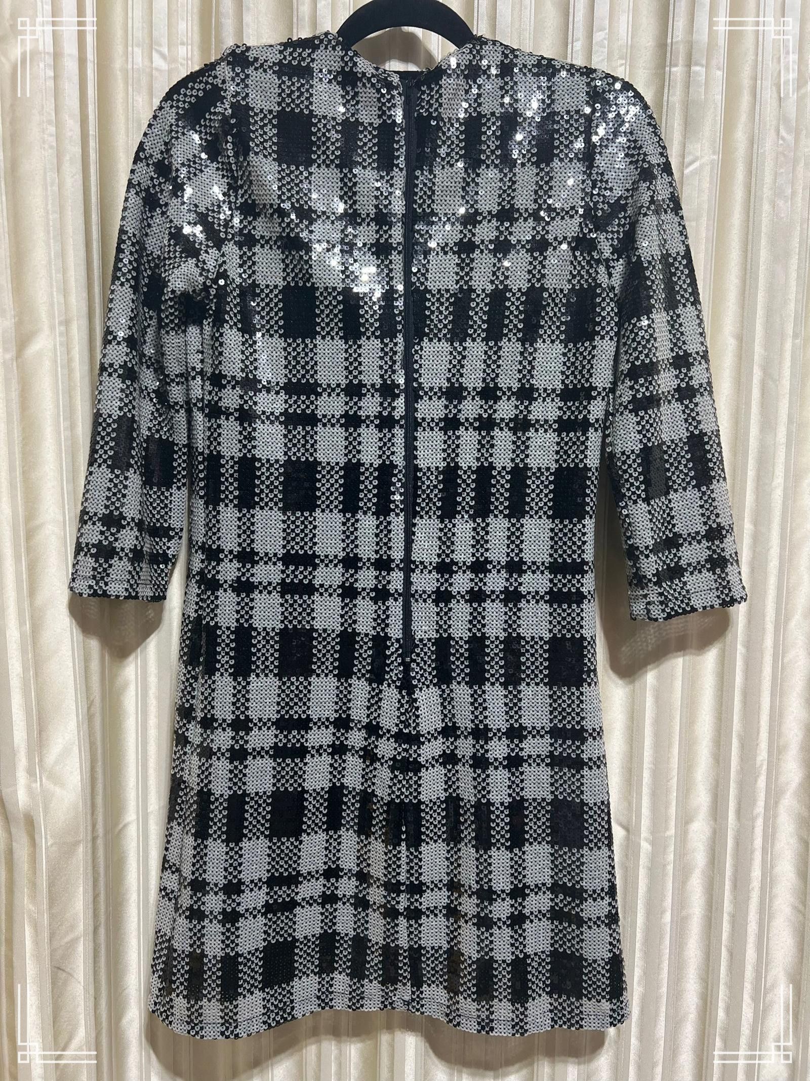 Designer Draper James RSVP Plaid Sequin Mini Dress Size 4 Size S / US 4 / IT 40 - 4 Thumbnail