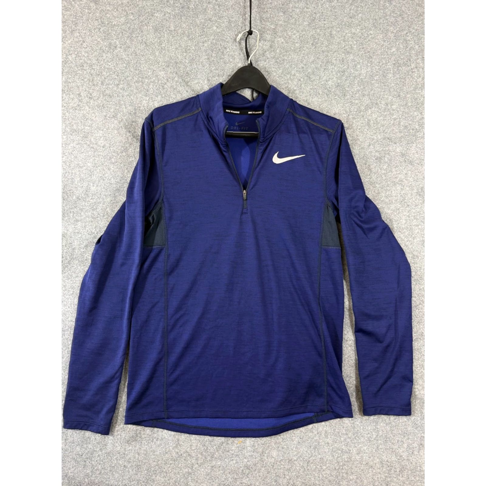 Nike Nike Dri-Fit Running T-Shirt Mens S Blue 1/4 Zip Pullover Mock Neck Activewear Size US S / EU 44-46 / 1 - 3 Thumbnail