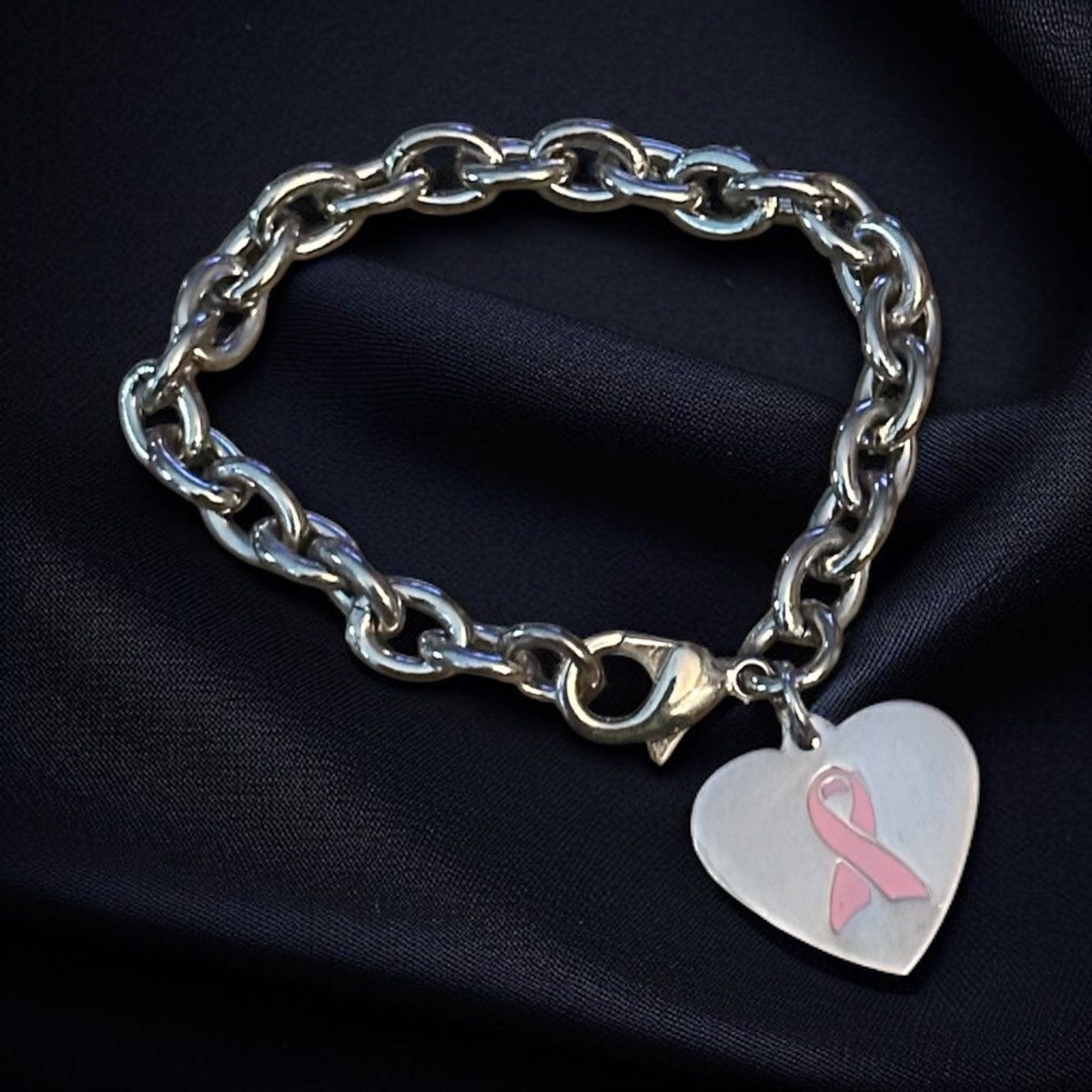 Other Silver tone breast cancer awareness heart charm bracelet Size ONE SIZE - 1 Thumbnail