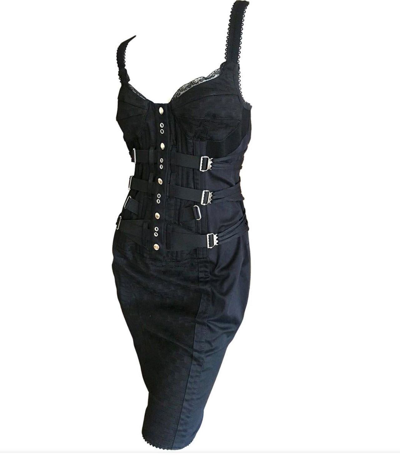 D&G Dolce Gabbana Bondage Corset Lace Up Bustier Strap Dress