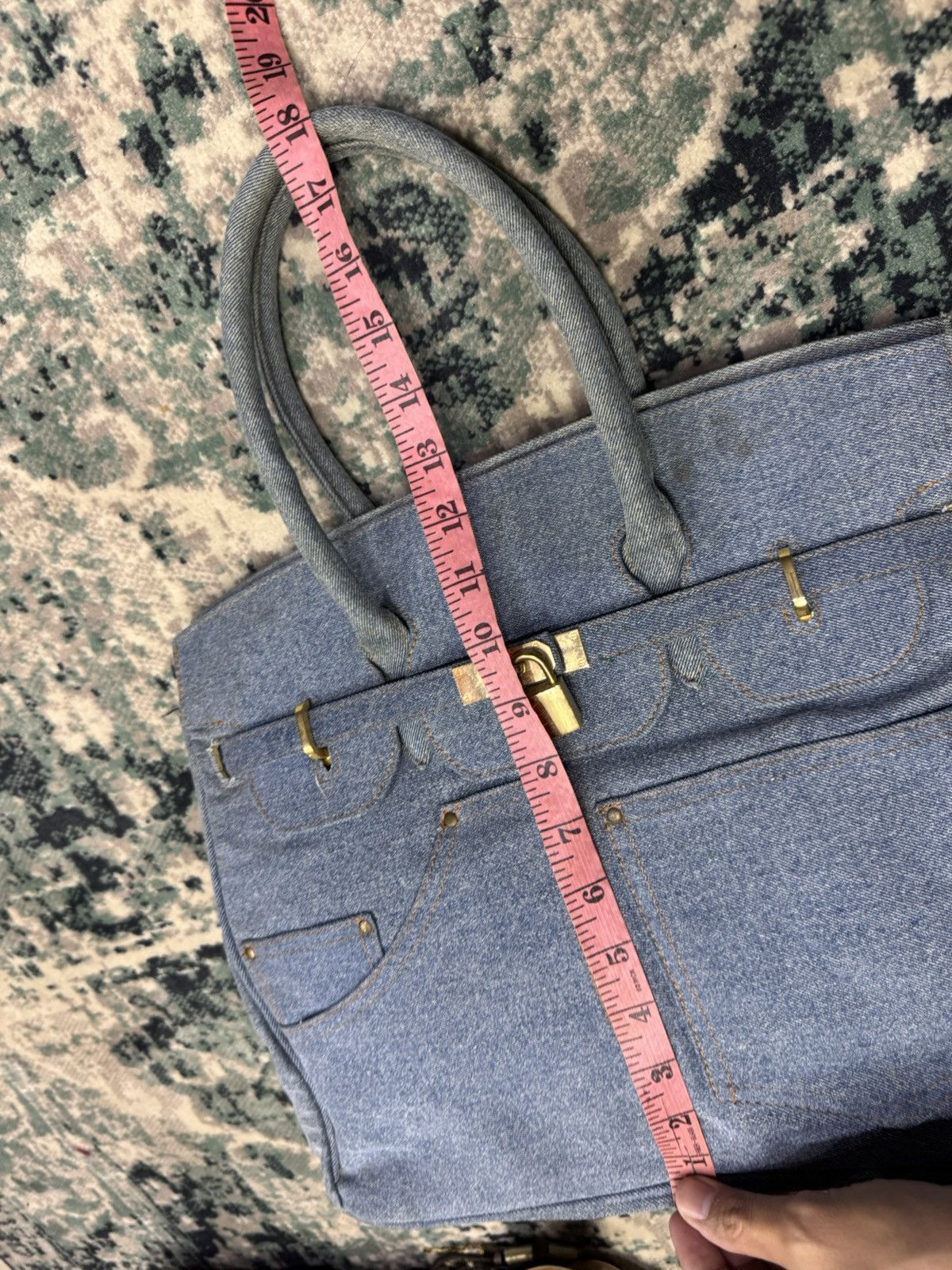Handmade VINTAGE DENIM HANDMADE BIRKIN STYLE HANDBAG Size ONE SIZE - 7 Thumbnail