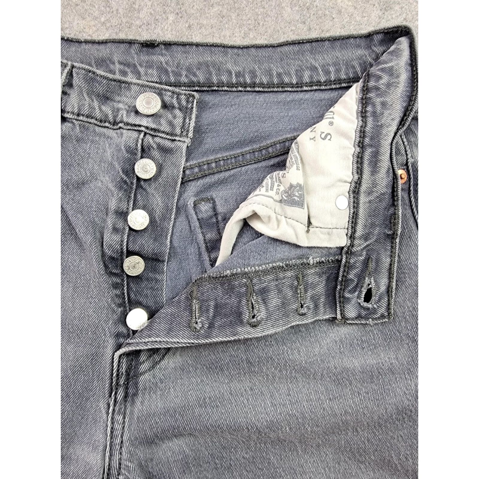 Levi's Levi's Premium 501 S Skinny Jeans Mens 29x28 Gray Button Fly Distressed Slim Denim Cotton 501 Size US 29 - 4 Thumbnail