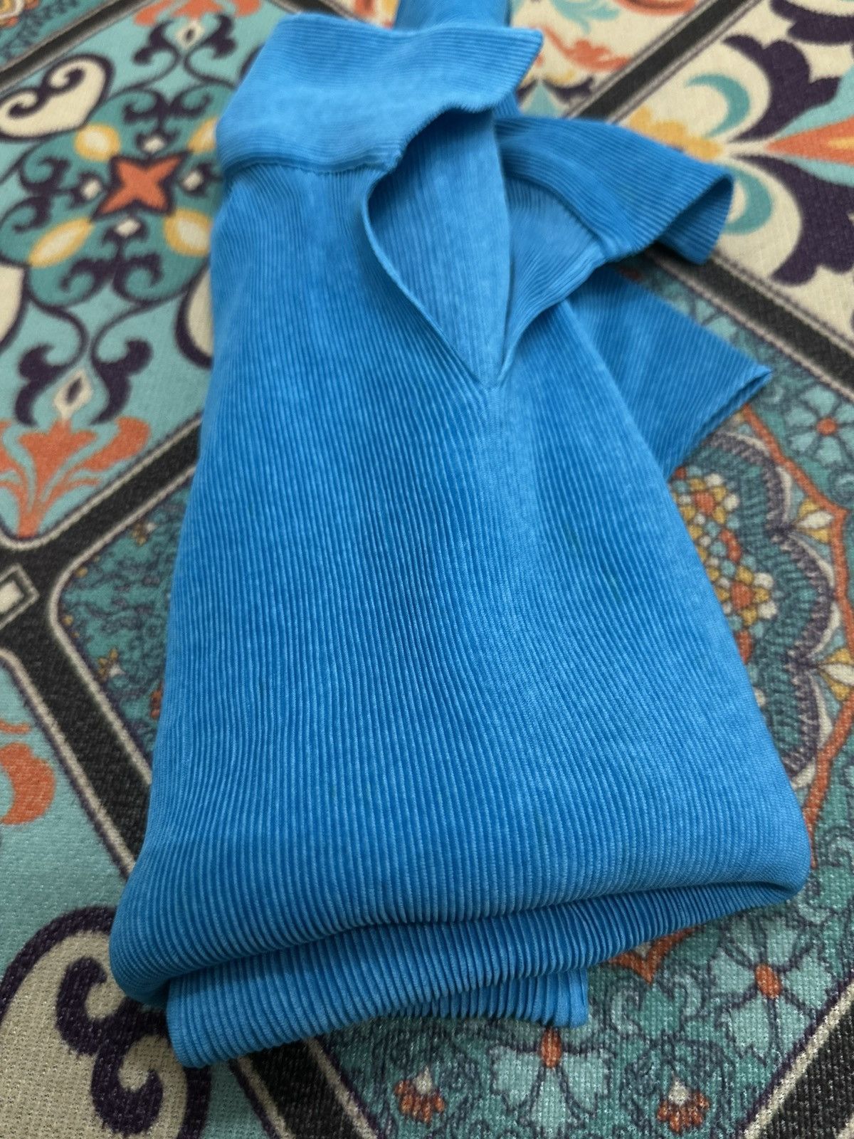 Pleats Please Issey Miyake Pleats Please Issey Miyake Neon Blue Polo Style Shirt Size US M / EU 48-50 / 2 - 18 Thumbnail