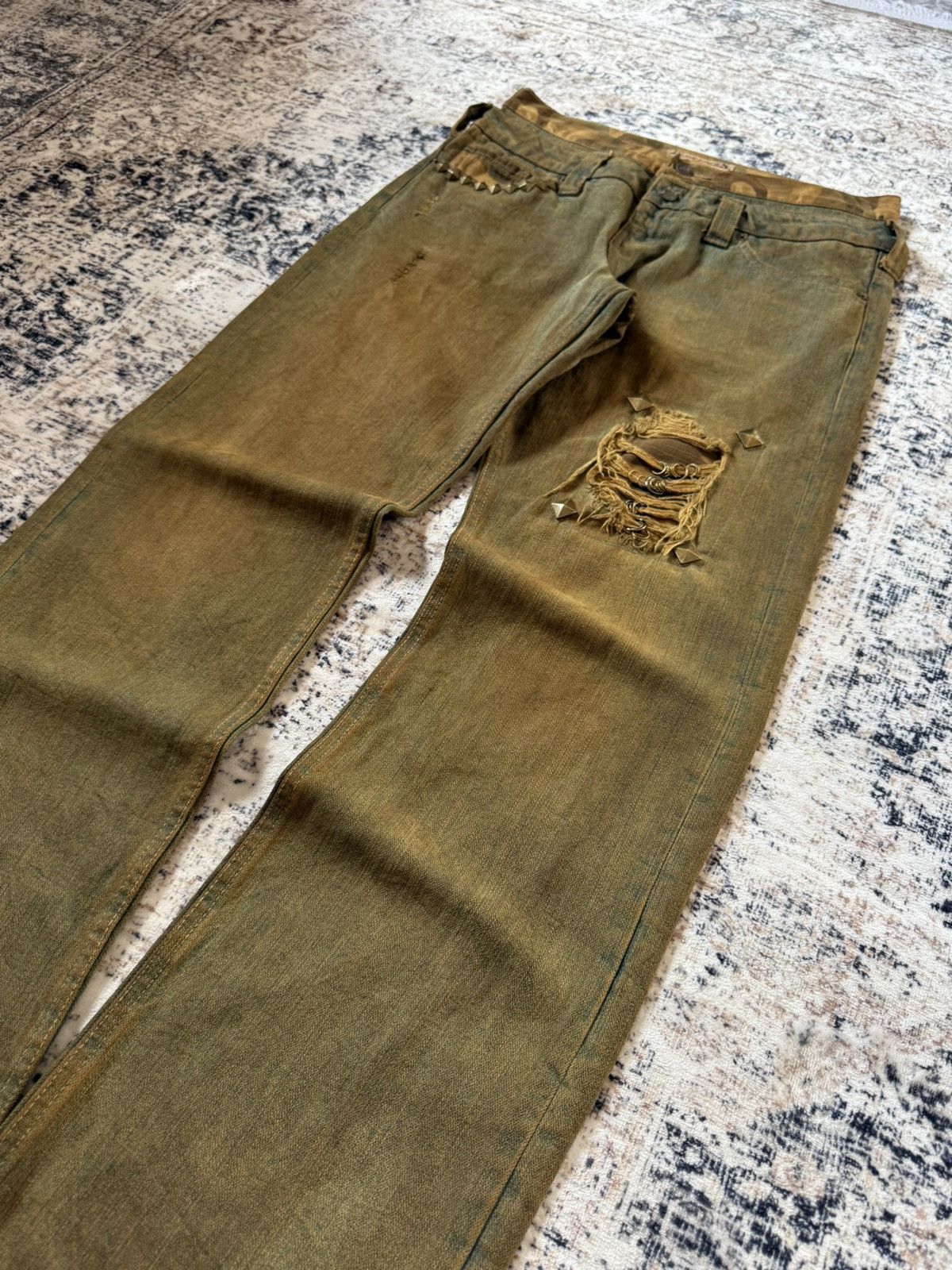 If Six Was Nine Daily Topics Mud Wash Double Waist Pierced Studded Jeans Size US 30 / EU 46 - 11 Thumbnail