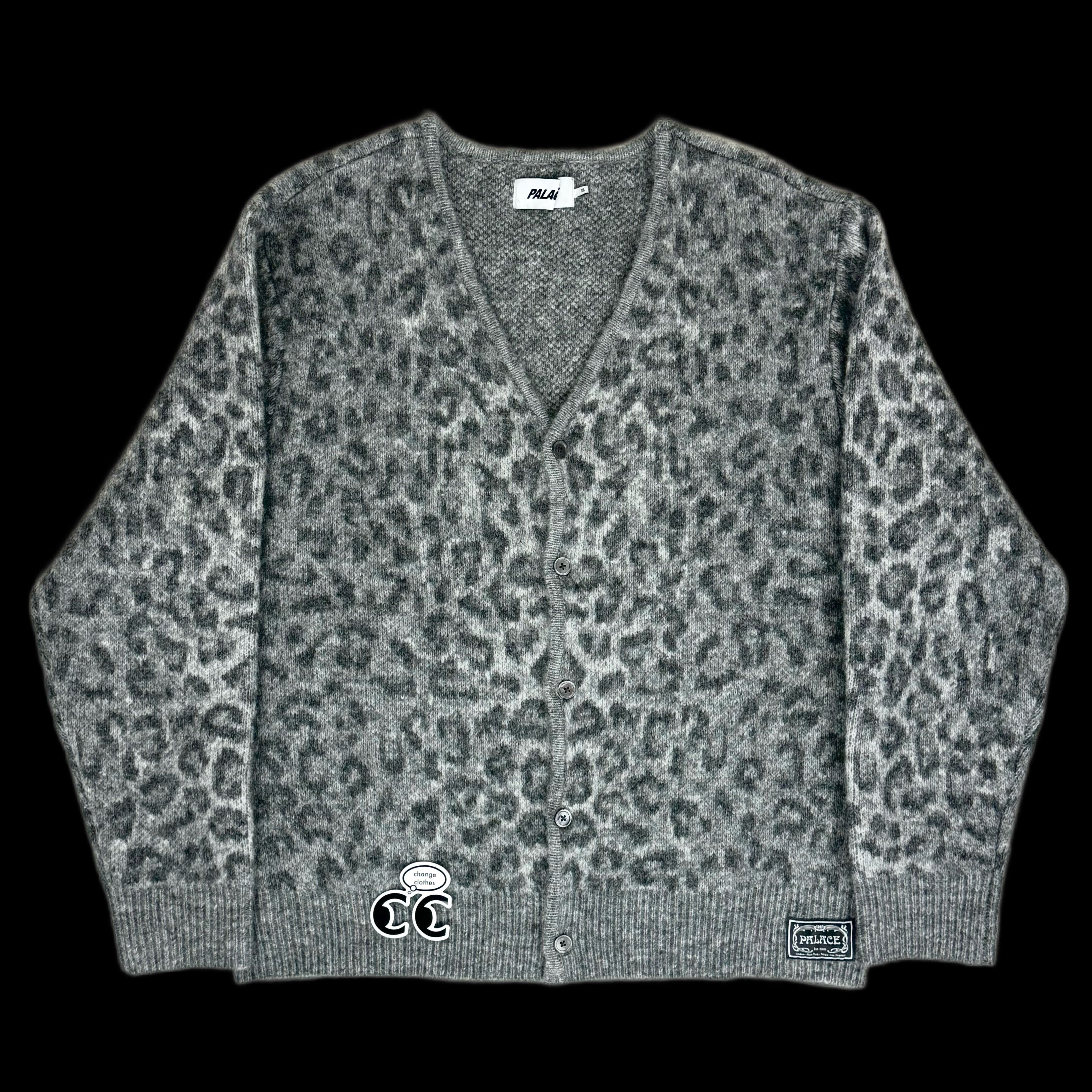 Image of Palace Snow Leopard Chill Cardigan Sweater Cheetah, Men's (Size XL)