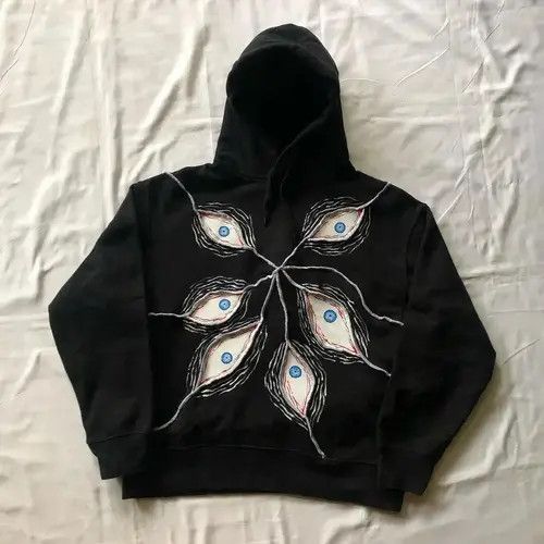 Vintage Y2k Embroidered Eyes Hoodie Size US XL / EU 56 / 4 - 1 Thumbnail