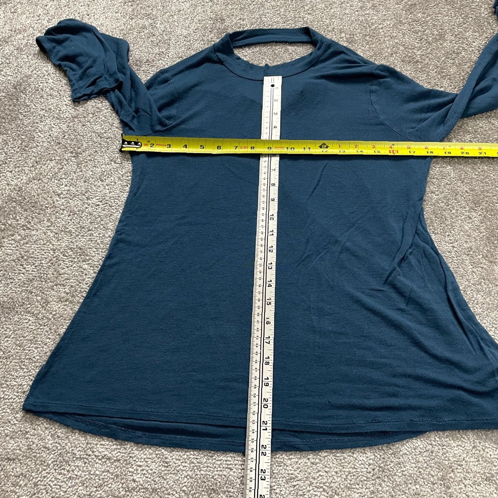 Mossimo Mossimo Women's Blouse Large Blue Long Sleeve Crew Neck Pullover Stretch Top Size L / US 10 / IT 46 - 6 Thumbnail