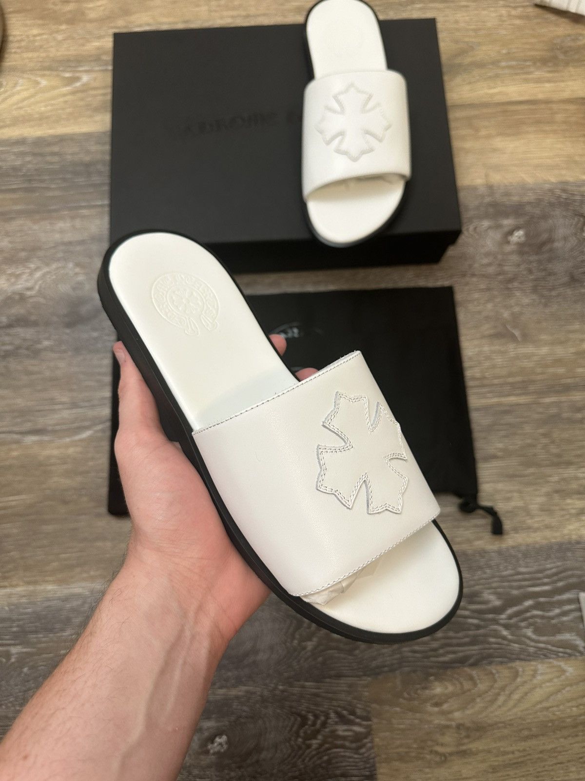 Chrome Hearts Chrome Hearts White Cross Slip On Slides Size 41 Size US 8 / EU 41 - 3 Thumbnail