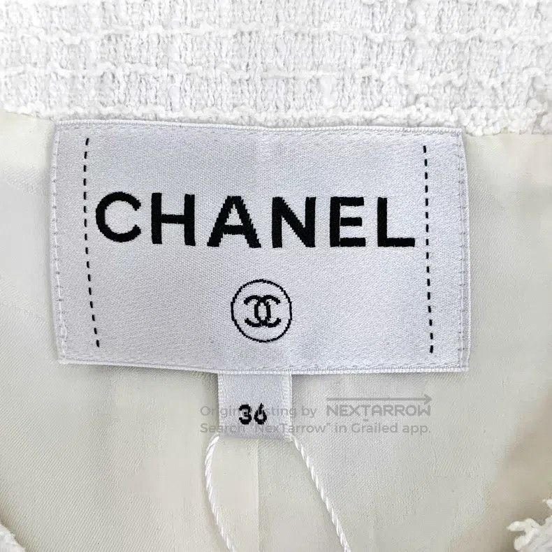 Chanel Chanel White camelia cotton V-neck single-breasted long-sl Size XS / US 0-2 / IT 36-38 - 5 Thumbnail