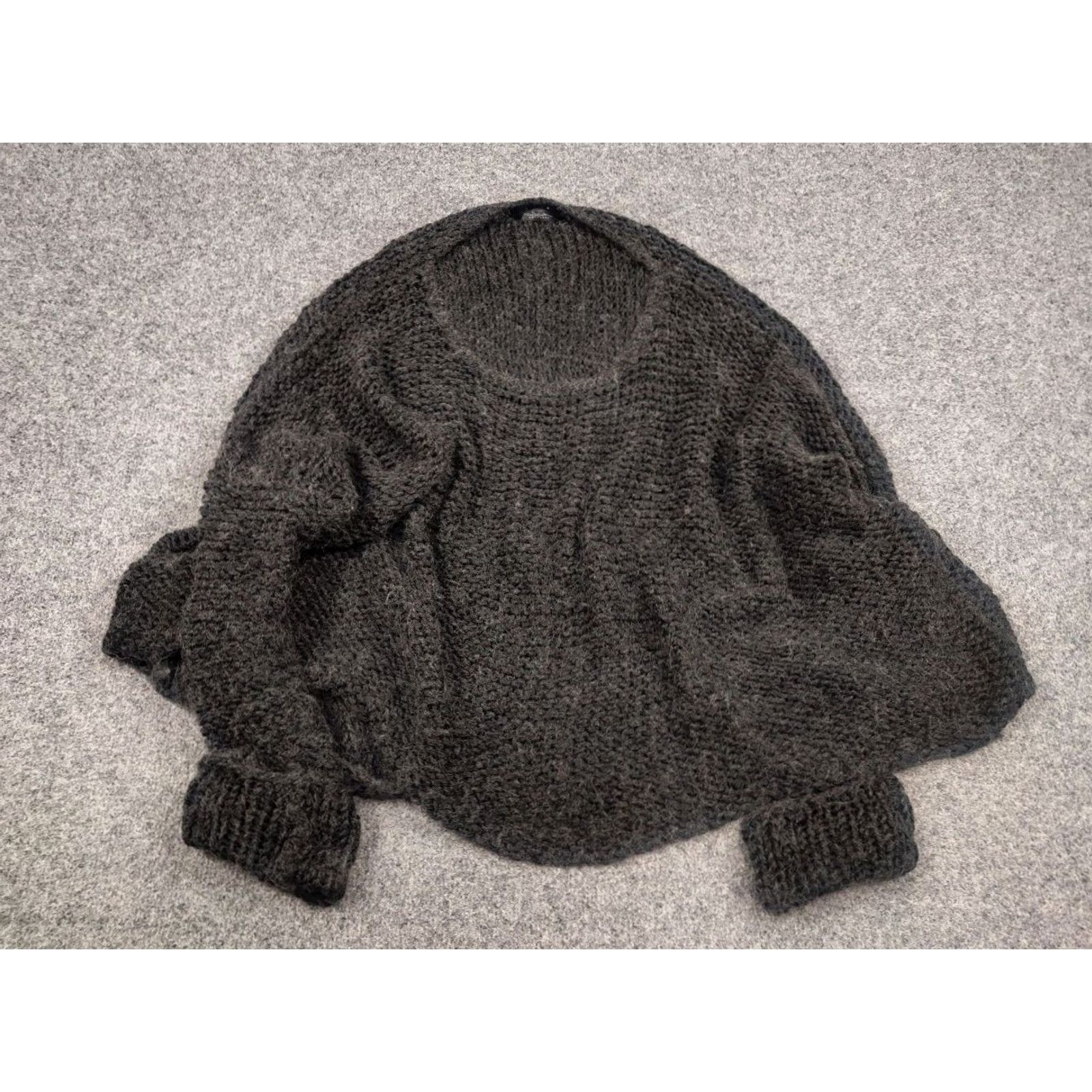 Vintage Umit unal Design oversized knit Dark Gray Wool blend cropped Sweater Size L / US 10 / IT 46 - 4 Thumbnail