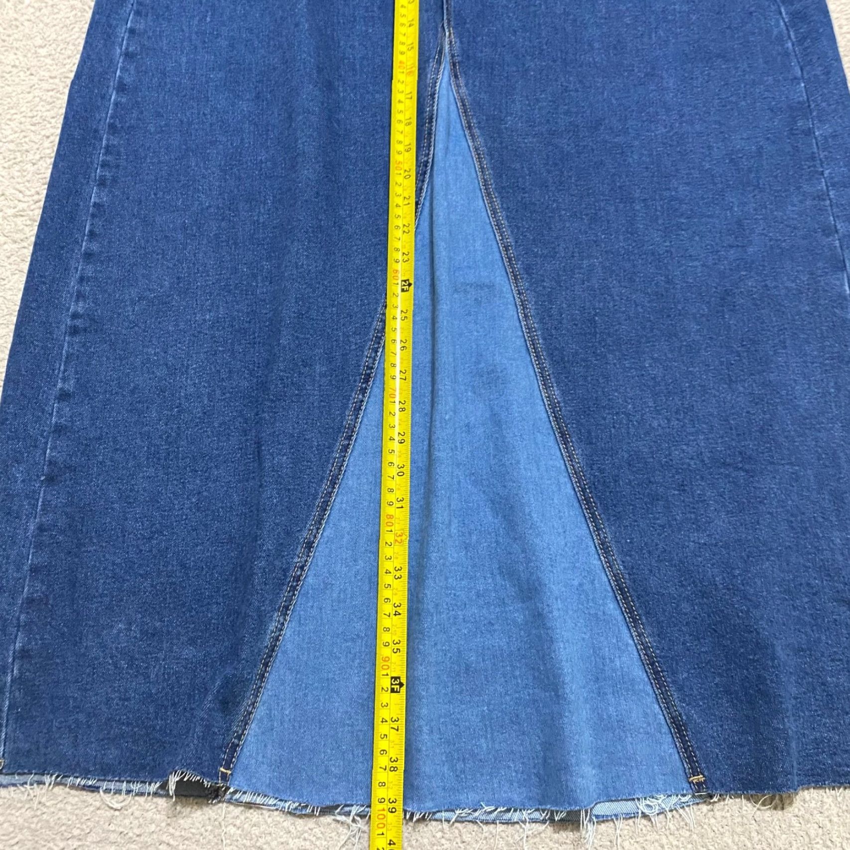 Vintage Eloquii Skirt Blue Denim Maxi Boho Festival 14 Womens Long Summer Spring Fall Winter Pattern Solid Button Cotton Denim Country China Size 36" / US 14 / IT 50 - 5 Thumbnail