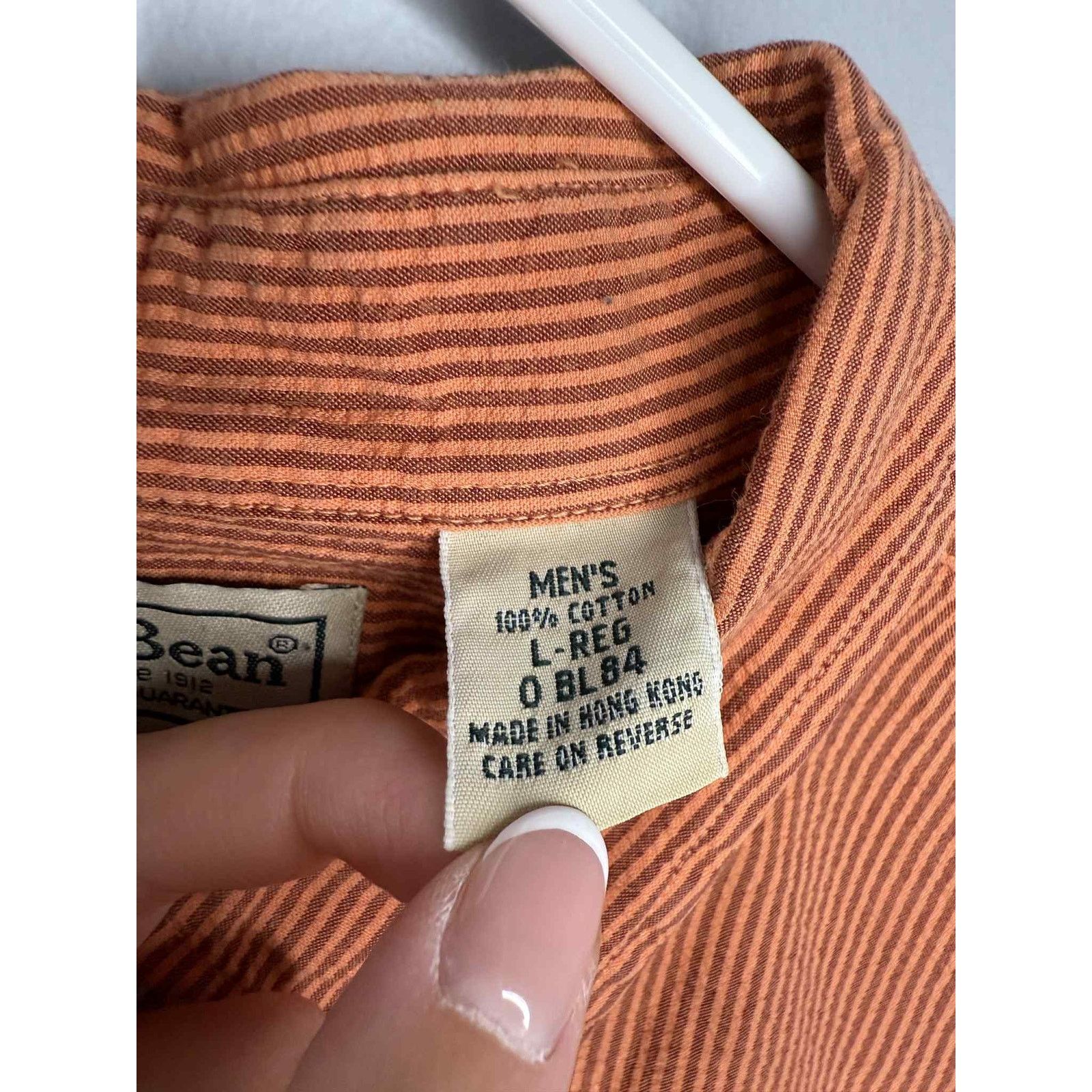 L.L. Bean L.L Bean Pinstriped Long Sleeve Button-Down Shirt Orange L Size US L / EU 52-54 / 3 - 4 Thumbnail