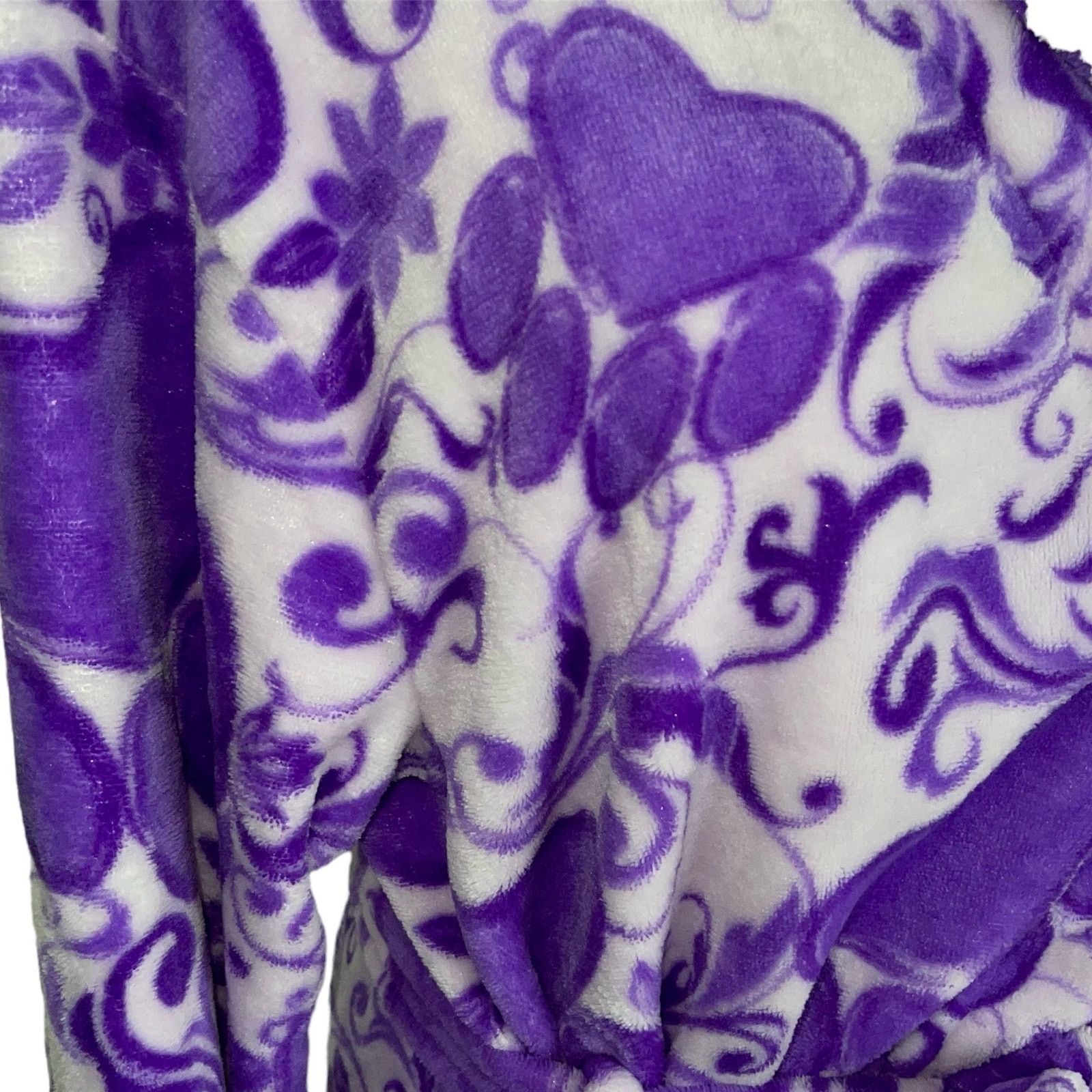 Other Animal Rescue Site Purple White Heart Cozy Paws Bath Robe Size ONE SIZE - 4 Thumbnail