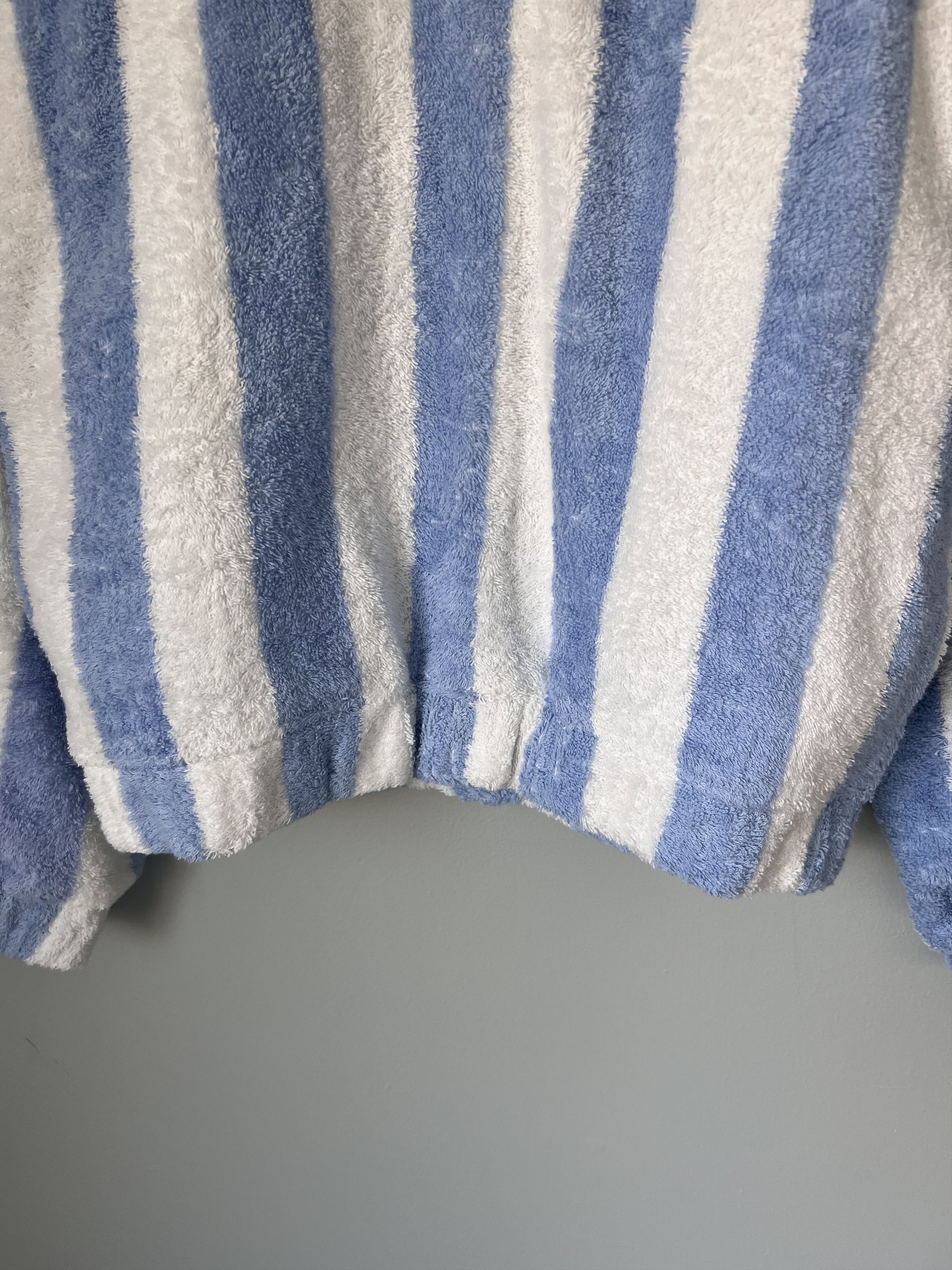 Rhude Rhude Striped Loop Terry Long Sleeve Polo in White Blue Size US L / EU 52-54 / 3 - 3 Thumbnail