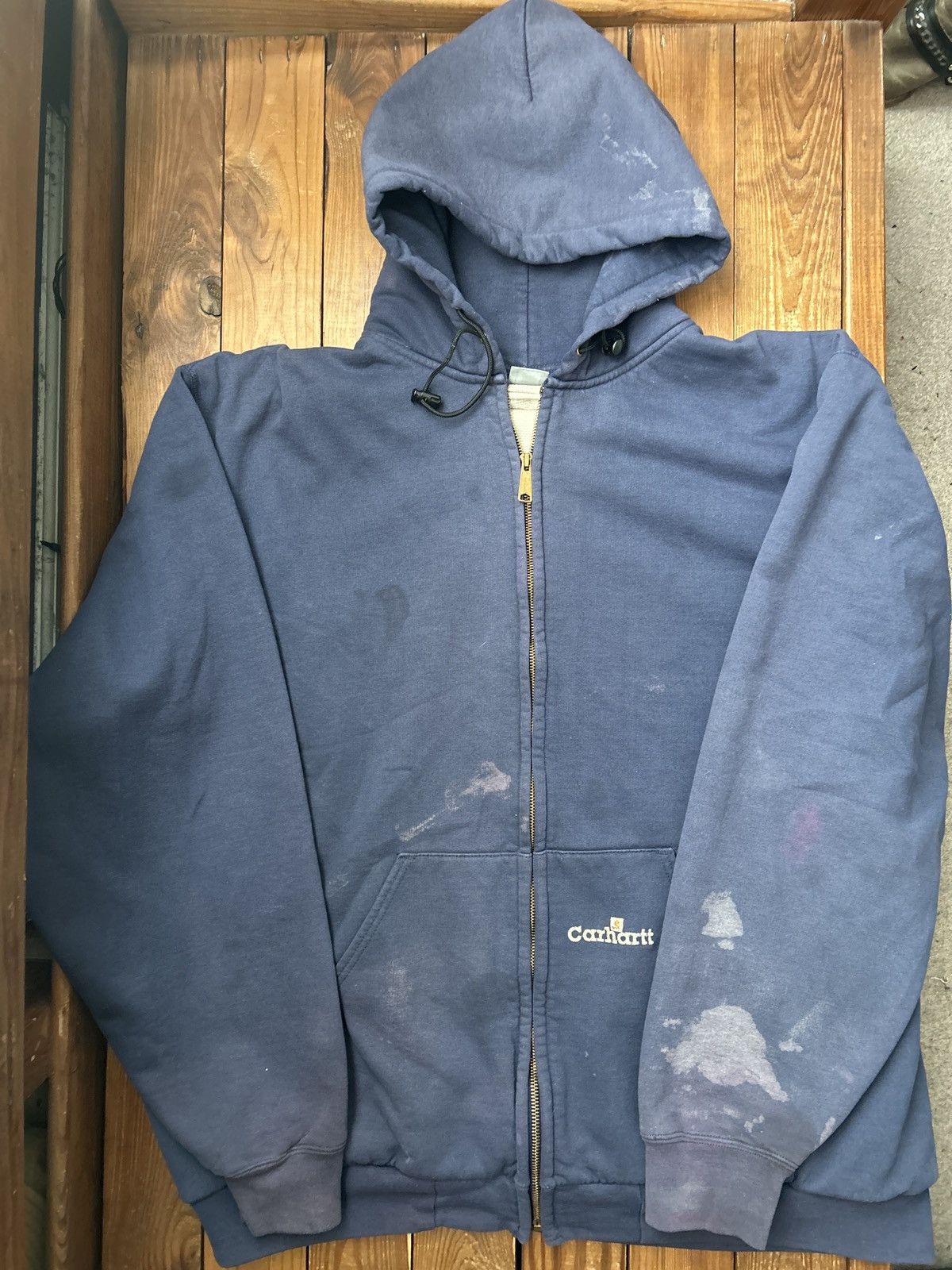 Carhartt × Vintage Vintage 90s Carhartt USA Blue Thermal Hoodie Size US XXL / EU 58 / 5 - 1 Thumbnail