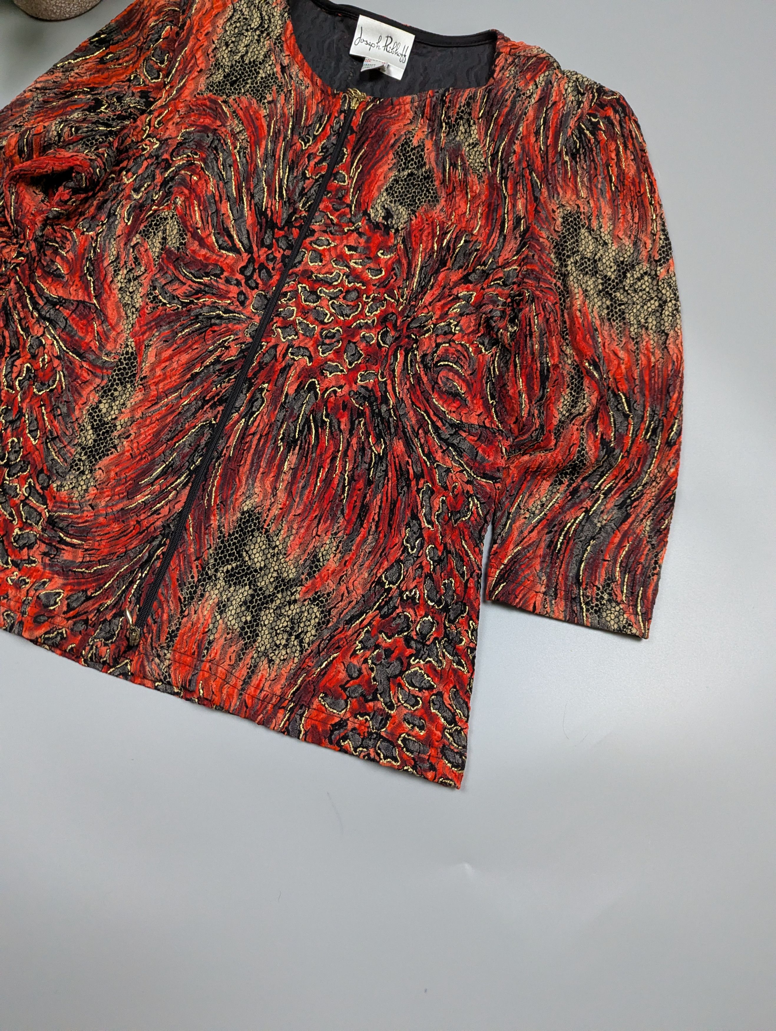Joseph Ribkoff Vintage Joseph Ribkoff Zip Top Jacket Red Black Gold Size XL / US 12-14 / IT 48-50 - 2 Thumbnail