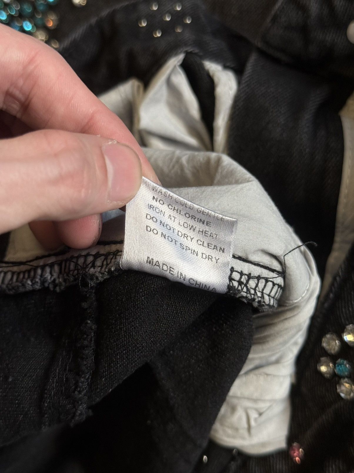 Vale Valley Stone Crystal Rhinestone Baggy Black Jeans Size 32 Size US 32 / EU 48 - 11 Thumbnail
