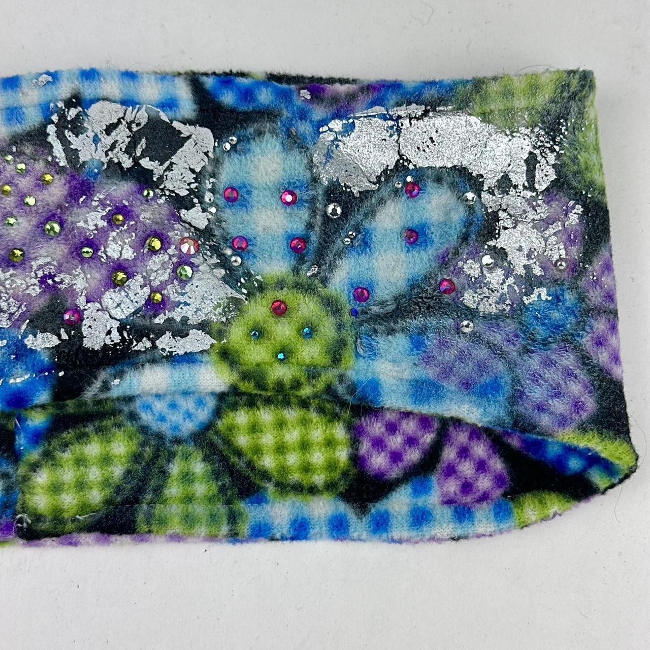 Other 'Flower Power' 70s Black Fleece Rhinestone Headband Size ONE SIZE - 2 Thumbnail