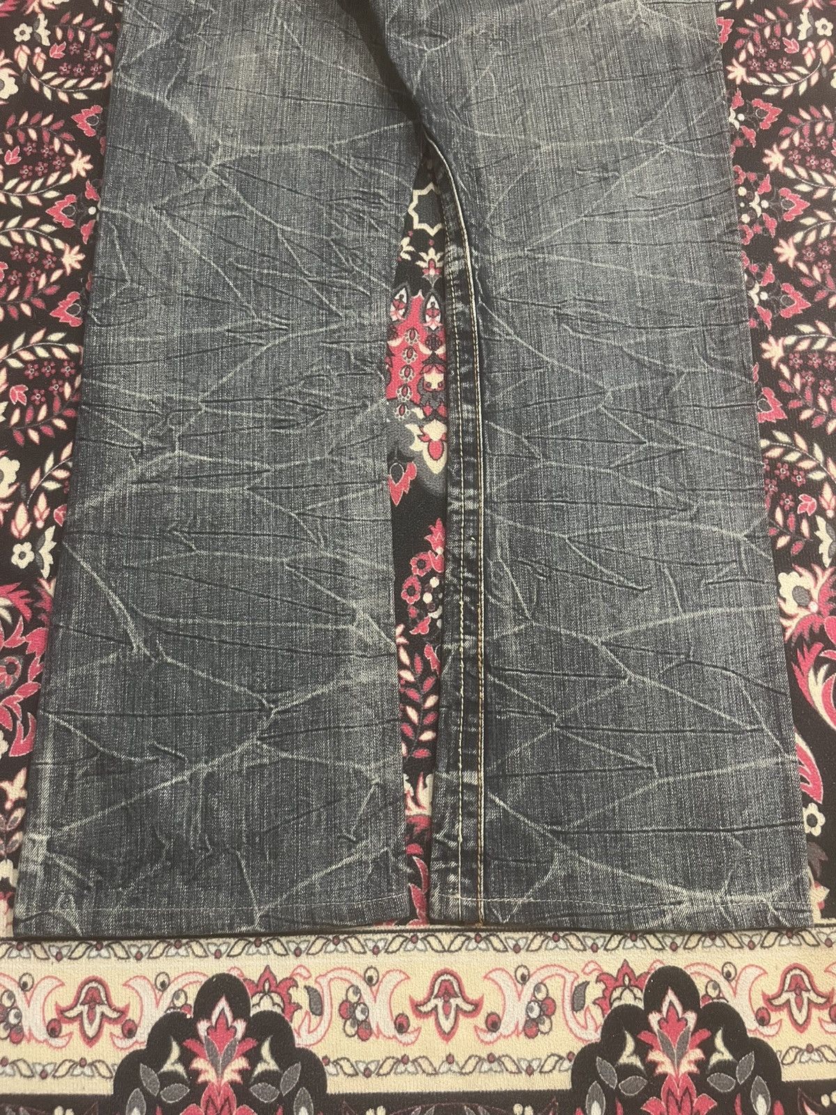semanticdesign Japan Semantic Design Dark Washed Cracked Fringe Flare Jeans Size US 32 / EU 48 - 9 Thumbnail