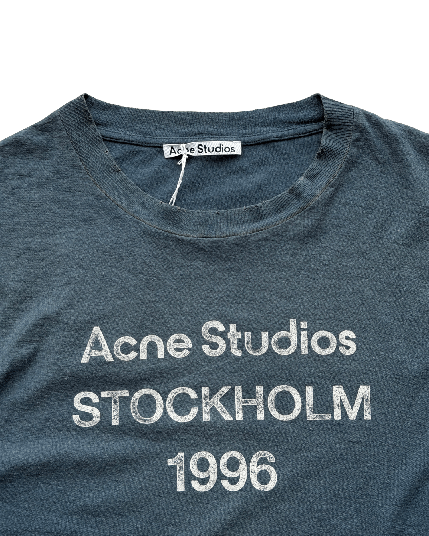 Acne Studios Acne Studios Deep Blue 1996 Logo Distressed T-Shirt Size US XXL / EU 58 / 5 - 3 Thumbnail