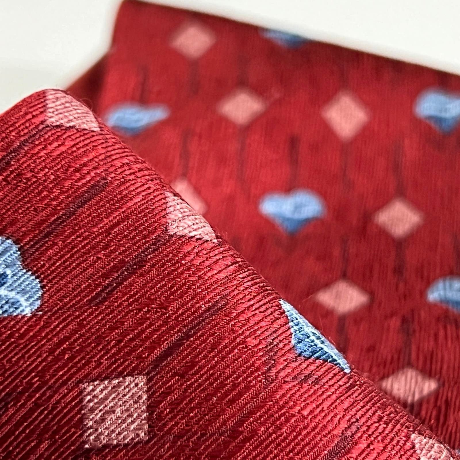 Other Villa Bolgheri Men Italy Made Tie Red Blue 100% Silk Necktie Size ONE SIZE - 5 Thumbnail