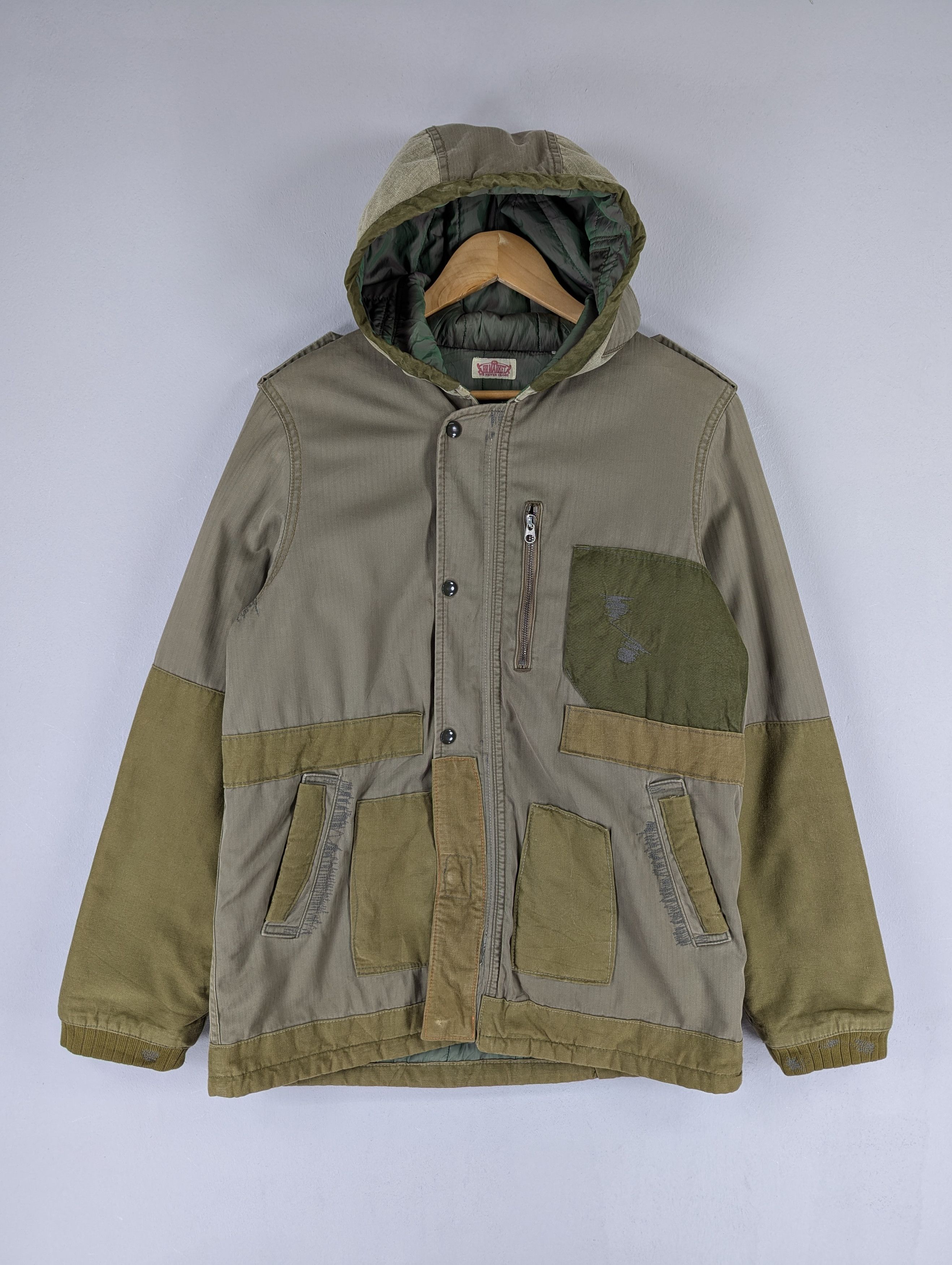Hollywood Ranch Market Patchwork Military Hoodie Jacket