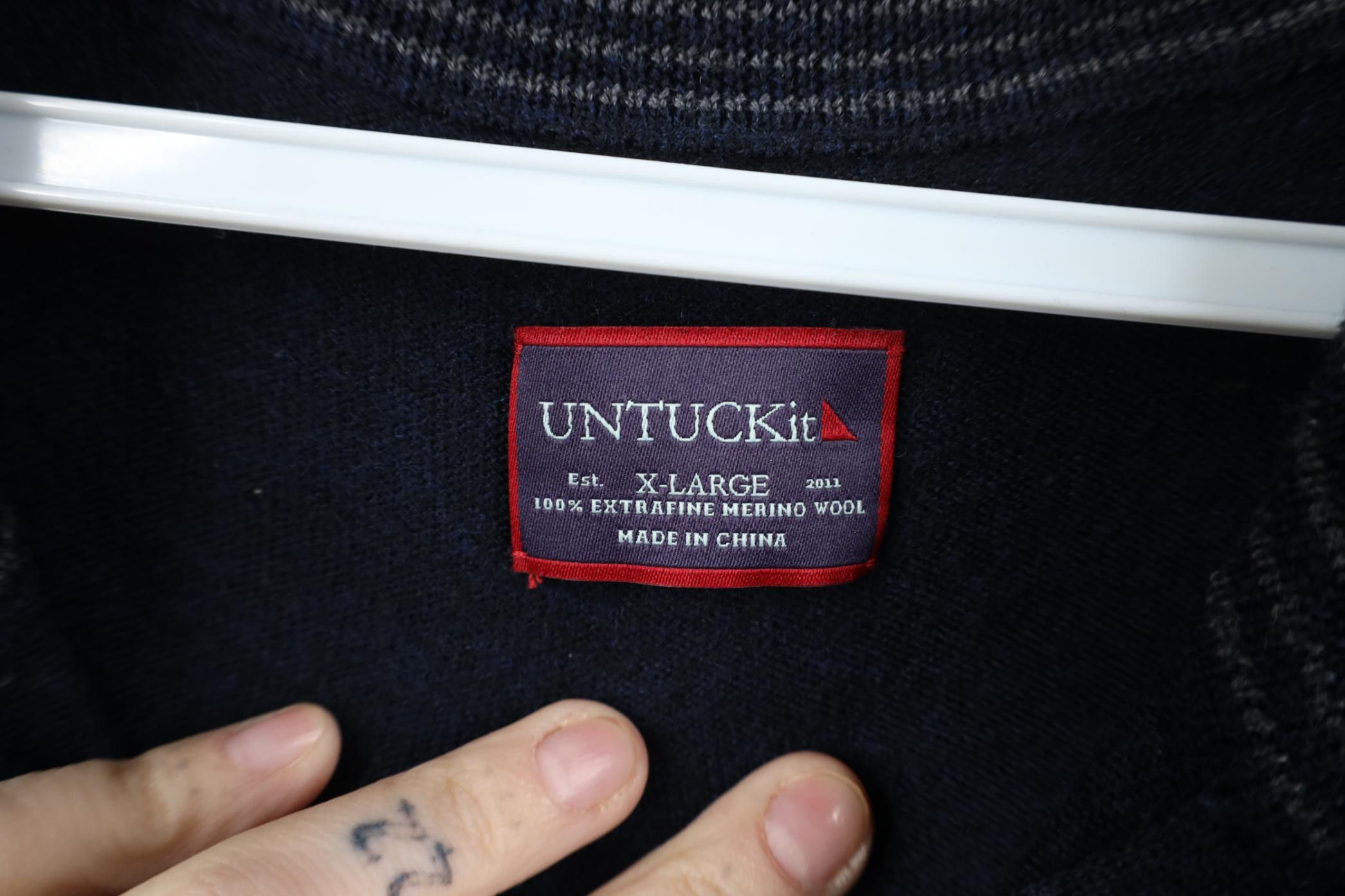 UNTUCKit Untuckit Extrafine Merino Wool Knit 1/4 Zip Pullover Sweater Size US XL / EU 56 / 4 - 6 Thumbnail