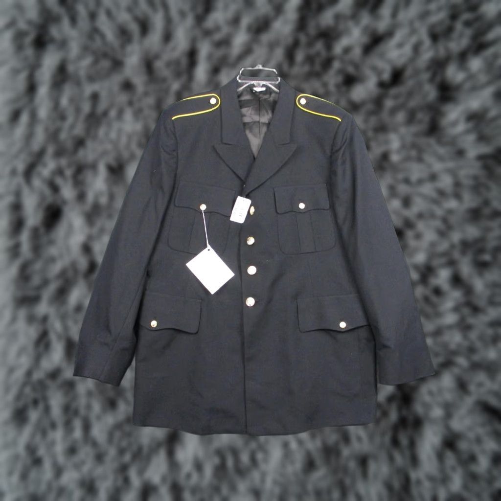 Epaulet US Army Jacket Mens 46L Blue Dress Uniform Coat Poly Wool Epaulets Brass Buttons Jacket Men Size 46L Dress Blue Uniform Coat Size US S / EU 44-46 / 1 - 1 Thumbnail
