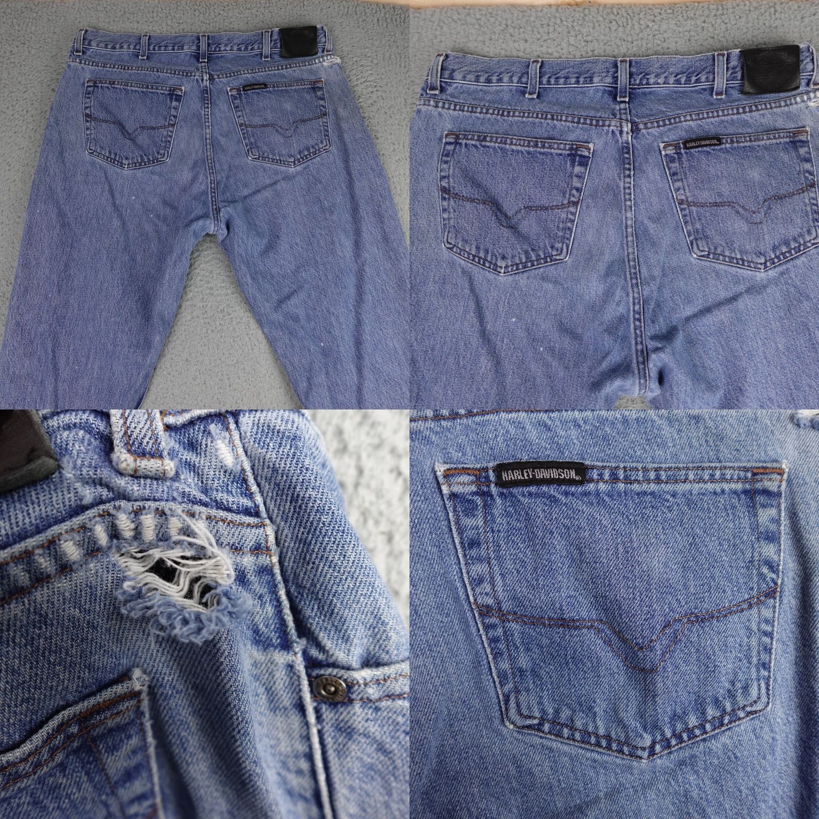 Harley Davidson Harley-Davidson Jeans Mens 38x32 Blue Denim Biker Light Wash Faded Distressed - 90s, Grunge, Retro, Rock - Pre-Owned Size US 38 / EU 54 - 8 Thumbnail