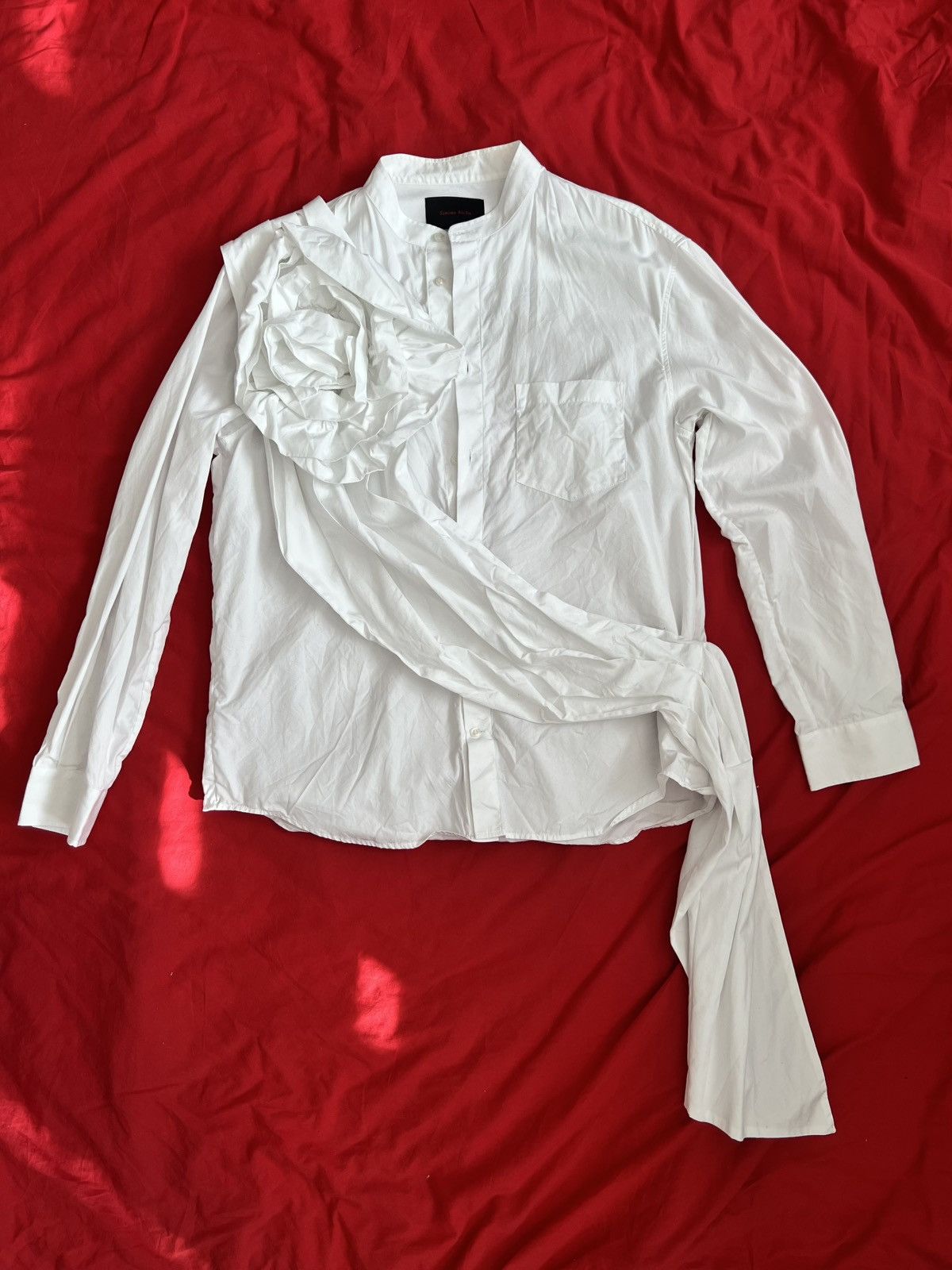 Simone Rocha Simone Rocha White Floral Draped Shirt – Runway Size US L / EU 52-54 / 3 - 1 Thumbnail