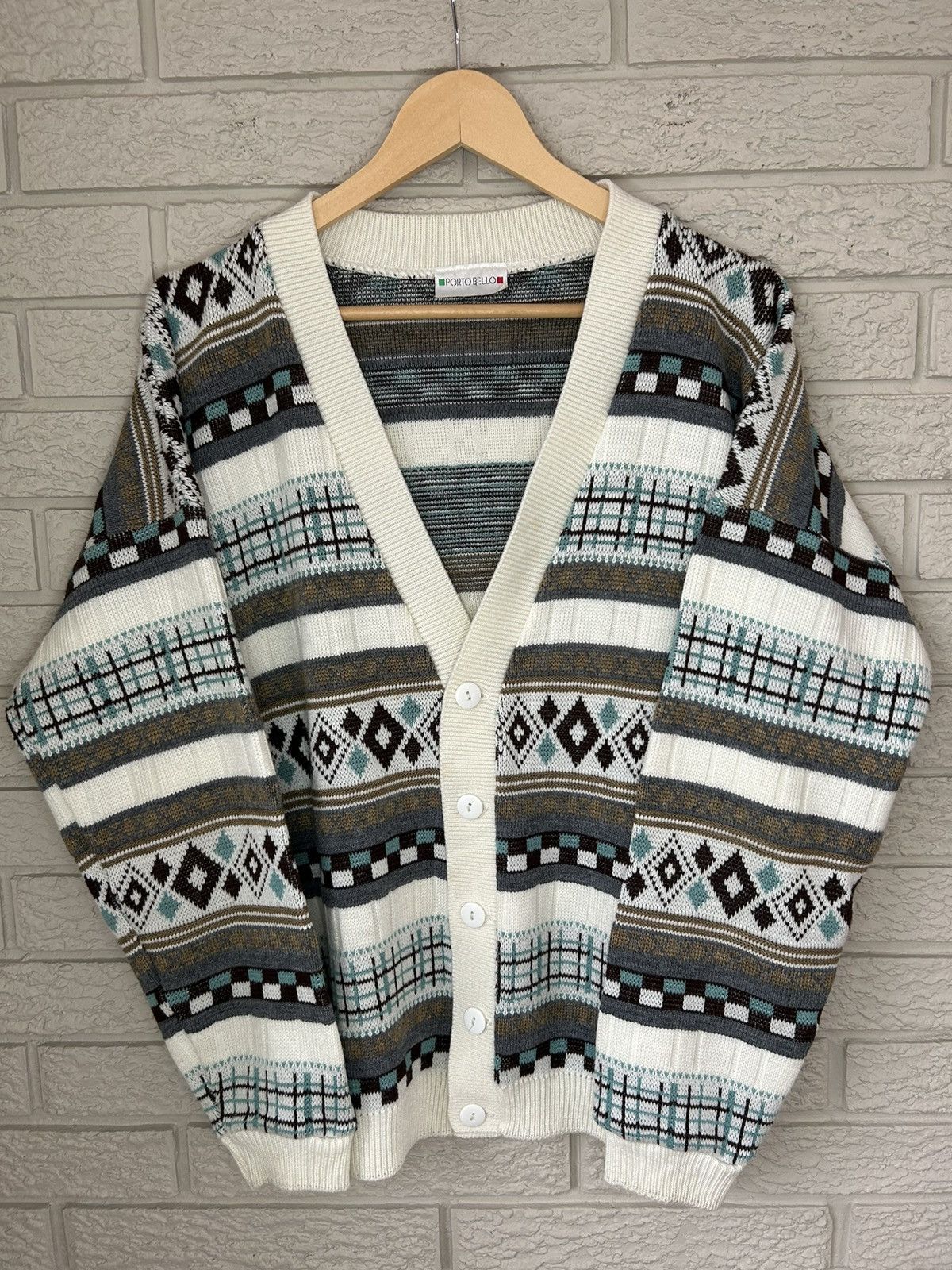 Vintage 90s Crazy Patterned Italian Knit Cardigan