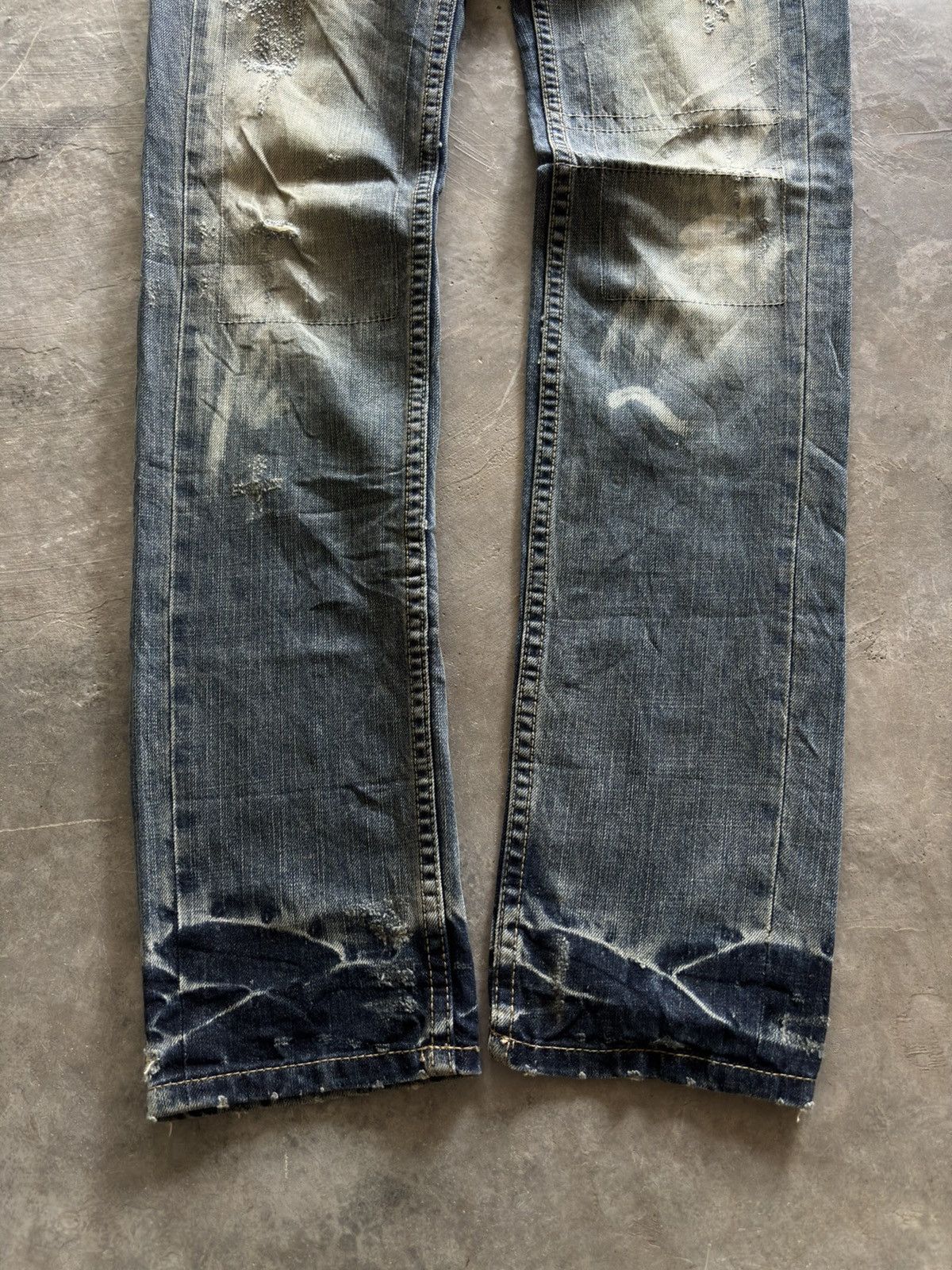 Japanese Brand COOK JEANS distressed japanese punk rockstar grunge low rise Size US 27 - 14 Thumbnail