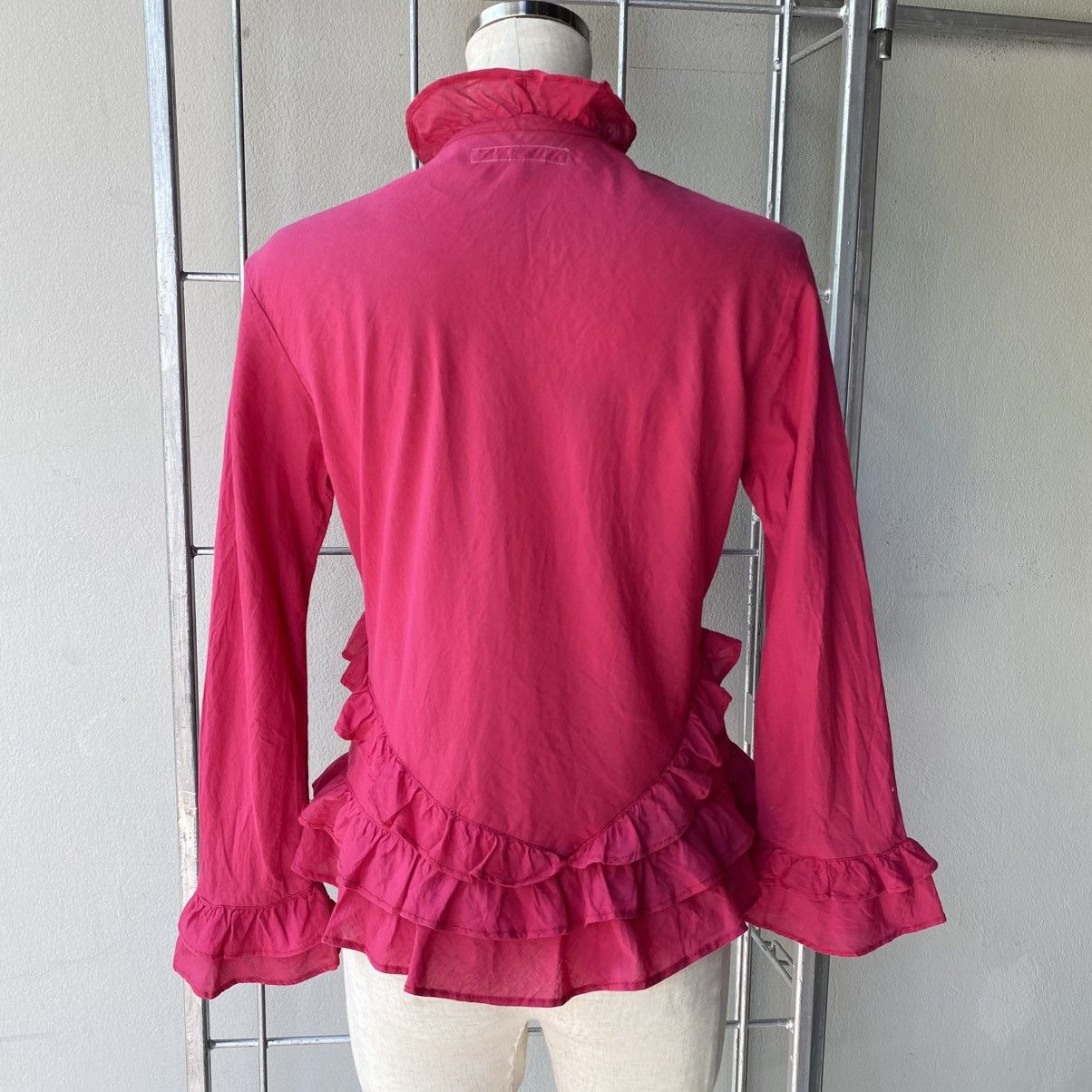 Designer × Japanese Brand H.Ranch Market Y2K Pink Ruffled V-Neck Blouse Size XS / US 0-2 / IT 36-38 - 2 Thumbnail