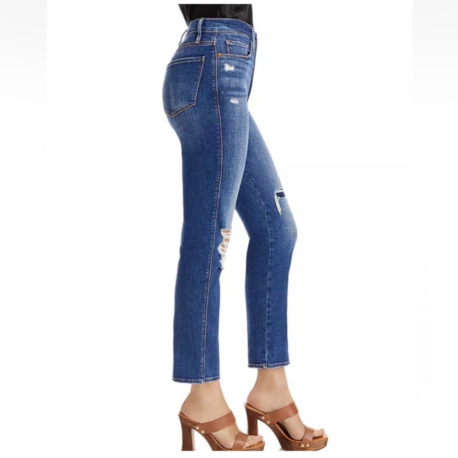 Frame NEW Frame Le Sylvie Slender Straight Distressed Jeans size25 Size 25" / US 0 / IT 36 - 2 Thumbnail