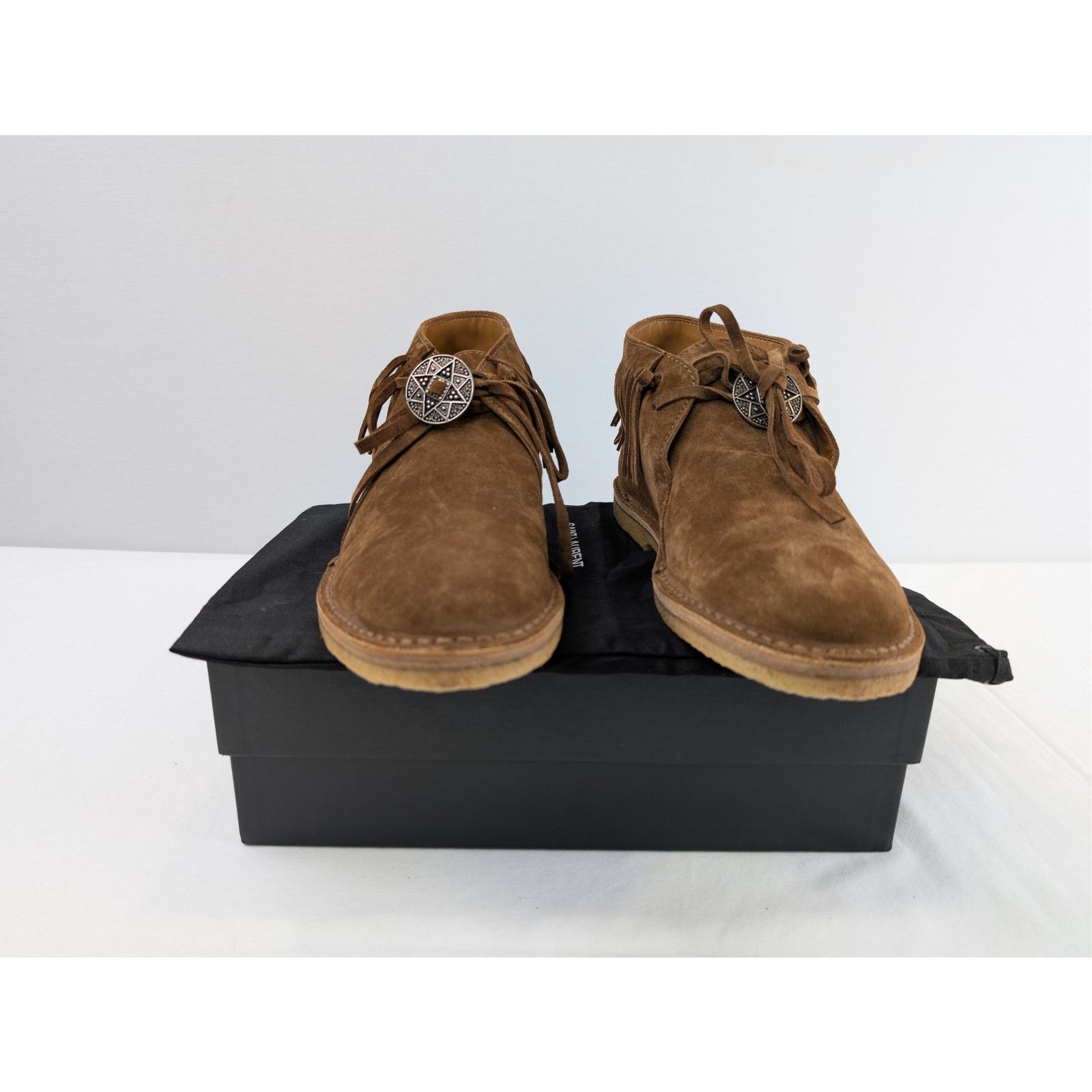 Saint Laurent Paris o1rshd1 Wyatt Suede Fringe Boots in Brown Size US 8 / EU 41 - 18 Thumbnail