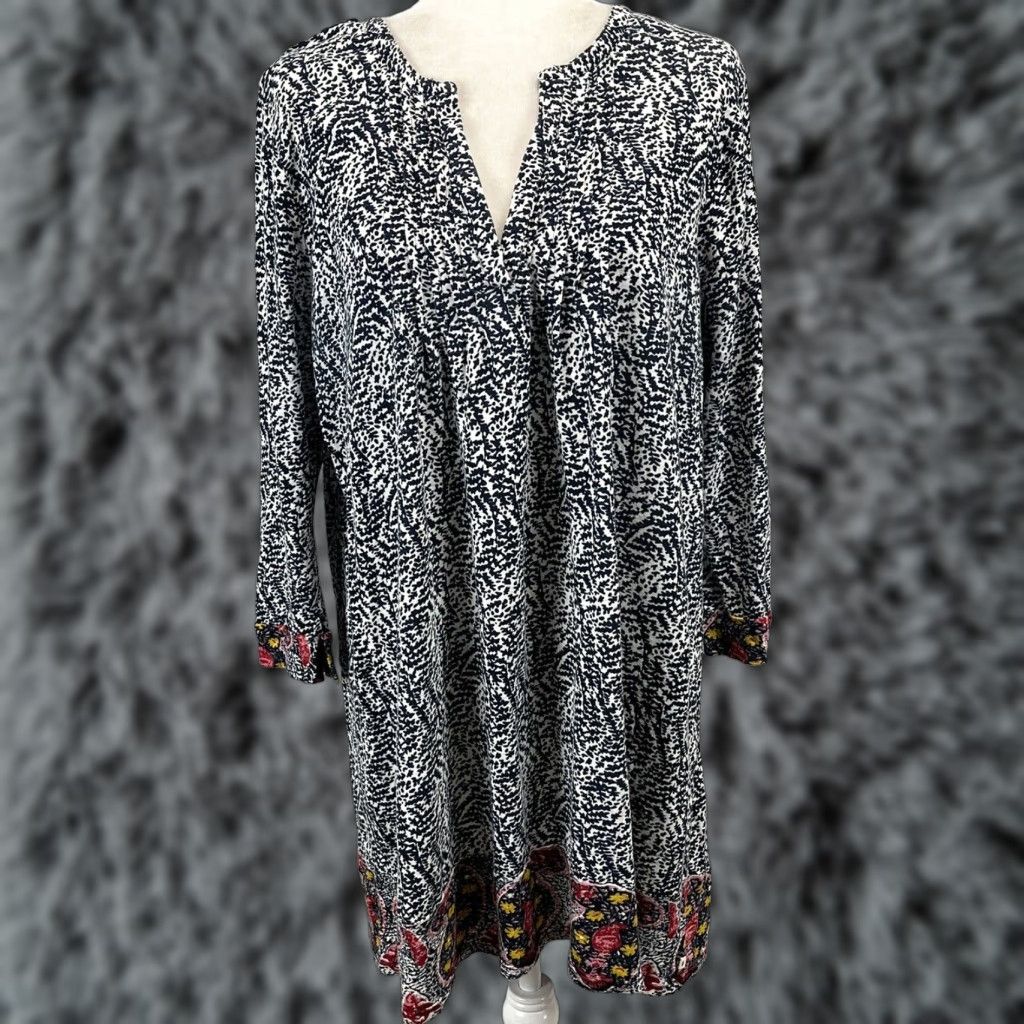 Lucky Brand LUCKY BRAND Dress Shift Boho Multicolor Cotton Women L Short Sleeve Short Dress Bohemian 2000s? Size L / US 10 / IT 46 - 1 Thumbnail