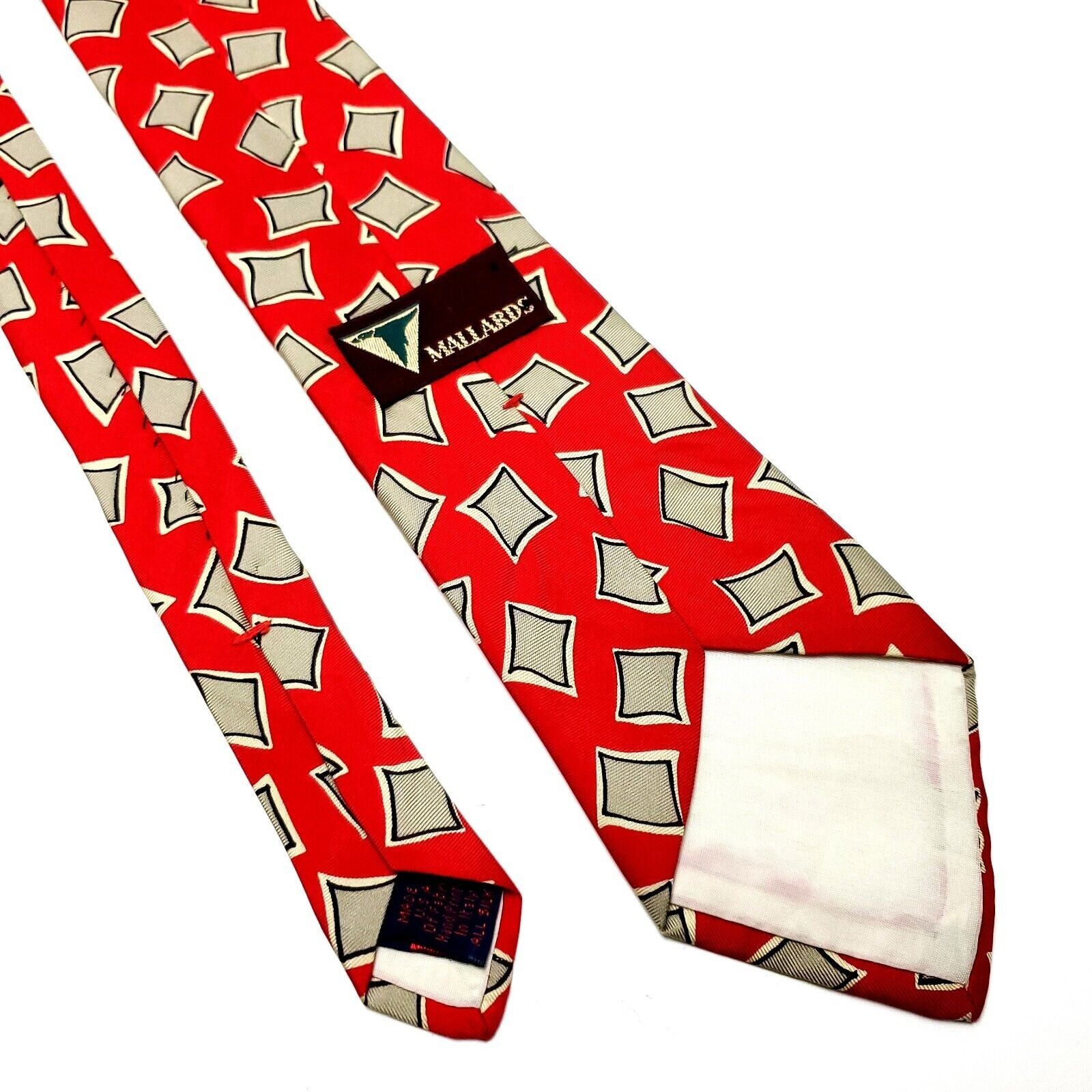 Vintage Mallards Silk Tie Red Print Geometric Size ONE SIZE - 3 Thumbnail