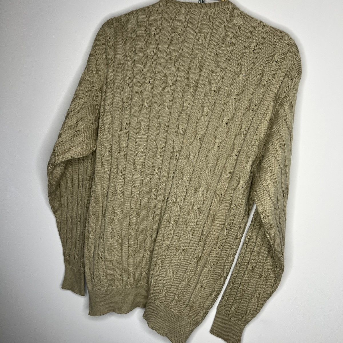 Lacoste × Vintage Vintage 90s Lacoste Knit Cardigan Sweater Cable Brown Beige Size US M / EU 48-50 / 2 - 8 Thumbnail