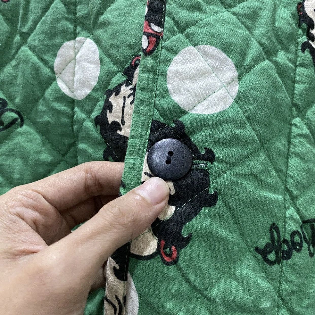 Anime Vintage 90s Betty Boop Full Print Quilted Jacket Green Size US L / EU 52-54 / 3 - 8 Thumbnail