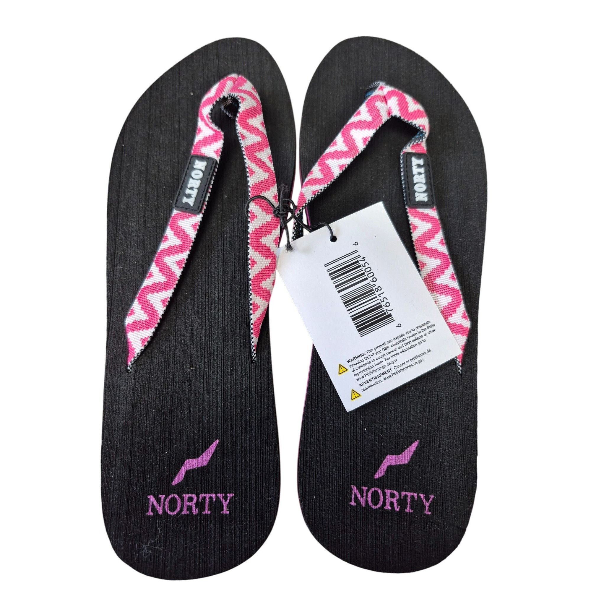 Other Norty Womens Zigzag Flip-Flops Size 9 Pink & Black Comfortab Size US 9 / IT 39 - 1 Thumbnail