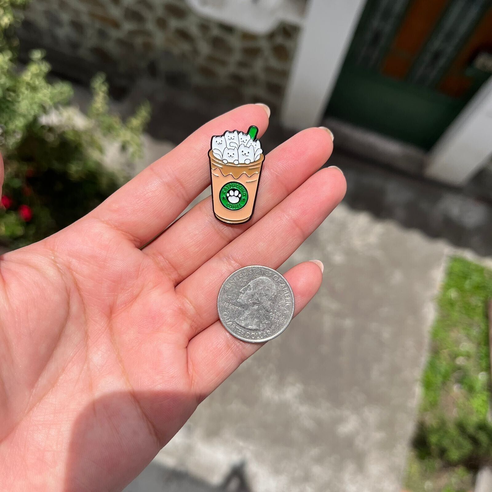 Other New brooch Cats and Coffee Starbucks Logo Enamel Pin Catpucc Size ONE SIZE - 2 Thumbnail