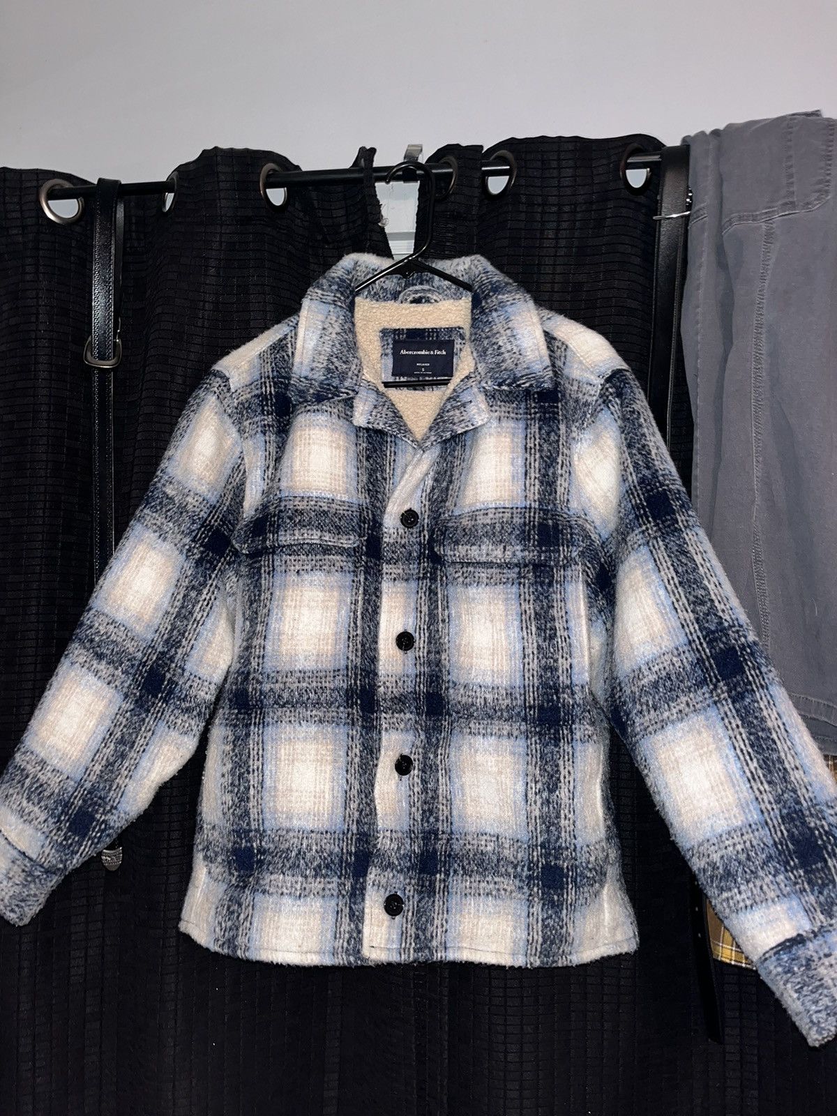 Flannel Abercrombie Sherpa Button Up Shirt Jacket Abercrombie