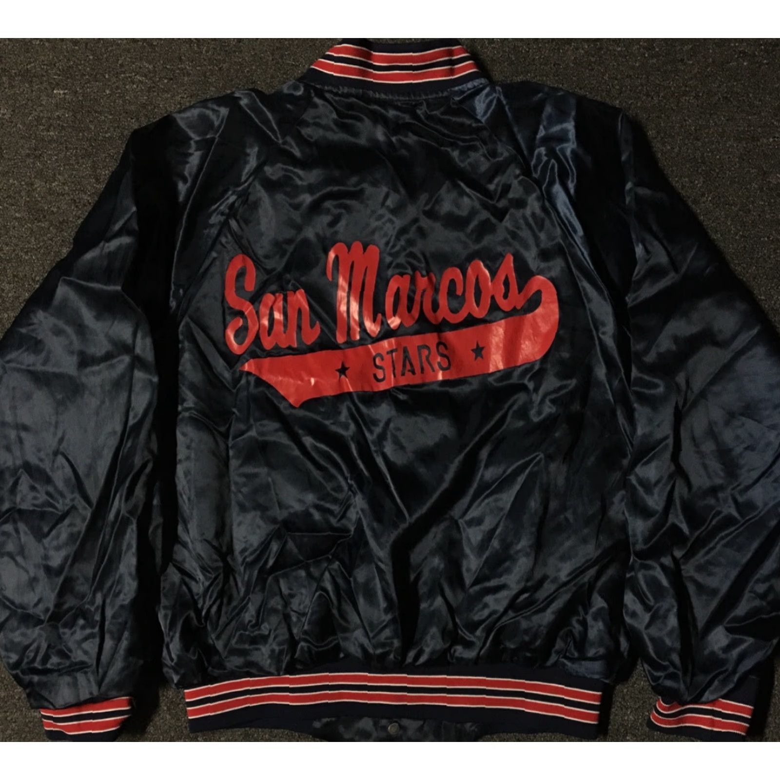 Vintage VINTAGE San Marcos Stars Satin Jacket L USA School Sports 80s 90s Hartwell Blue Mens Jacket Size US L / EU 52-54 / 3 - 2 Thumbnail